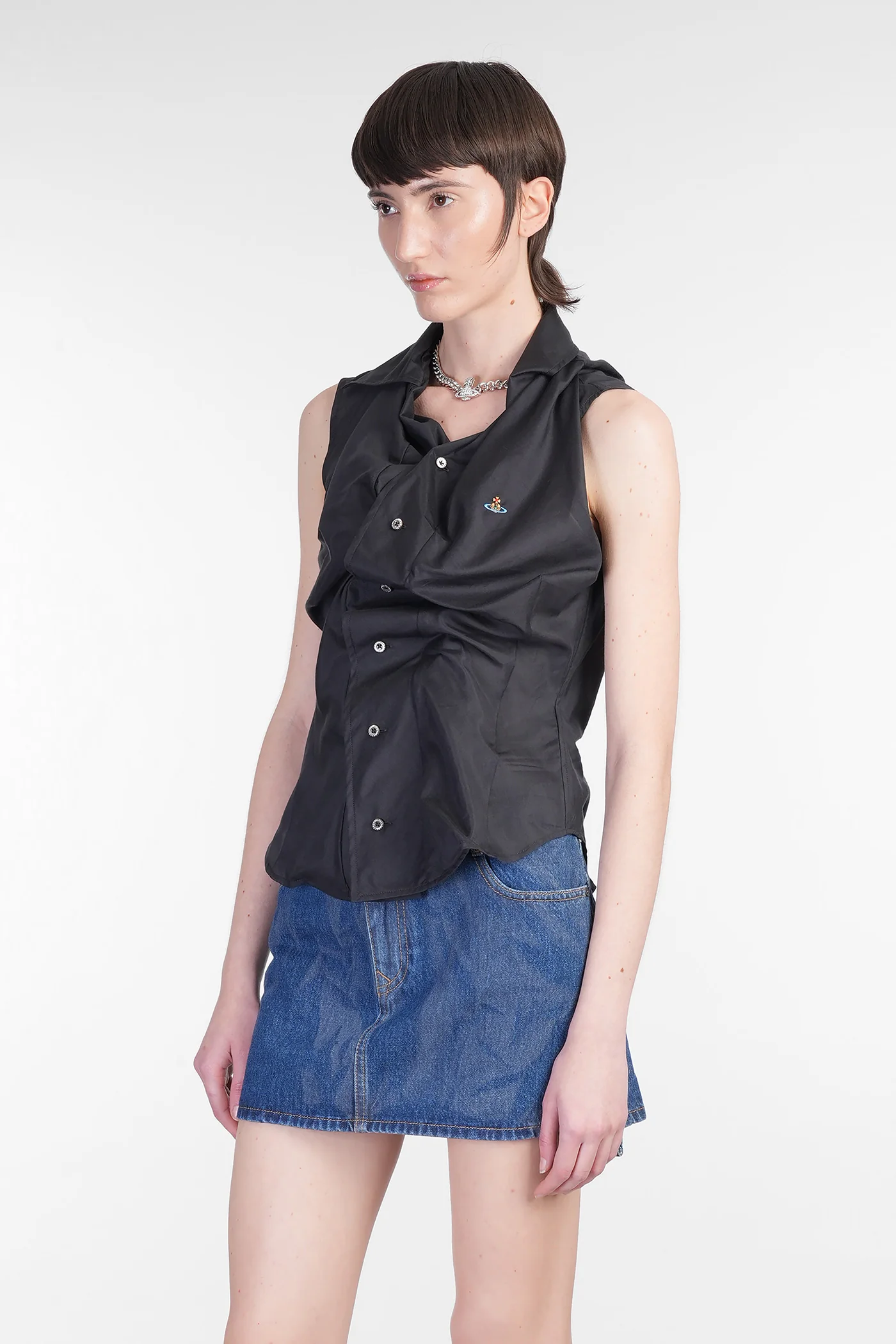 Ss drunken Shirt in black cotton - Image 4