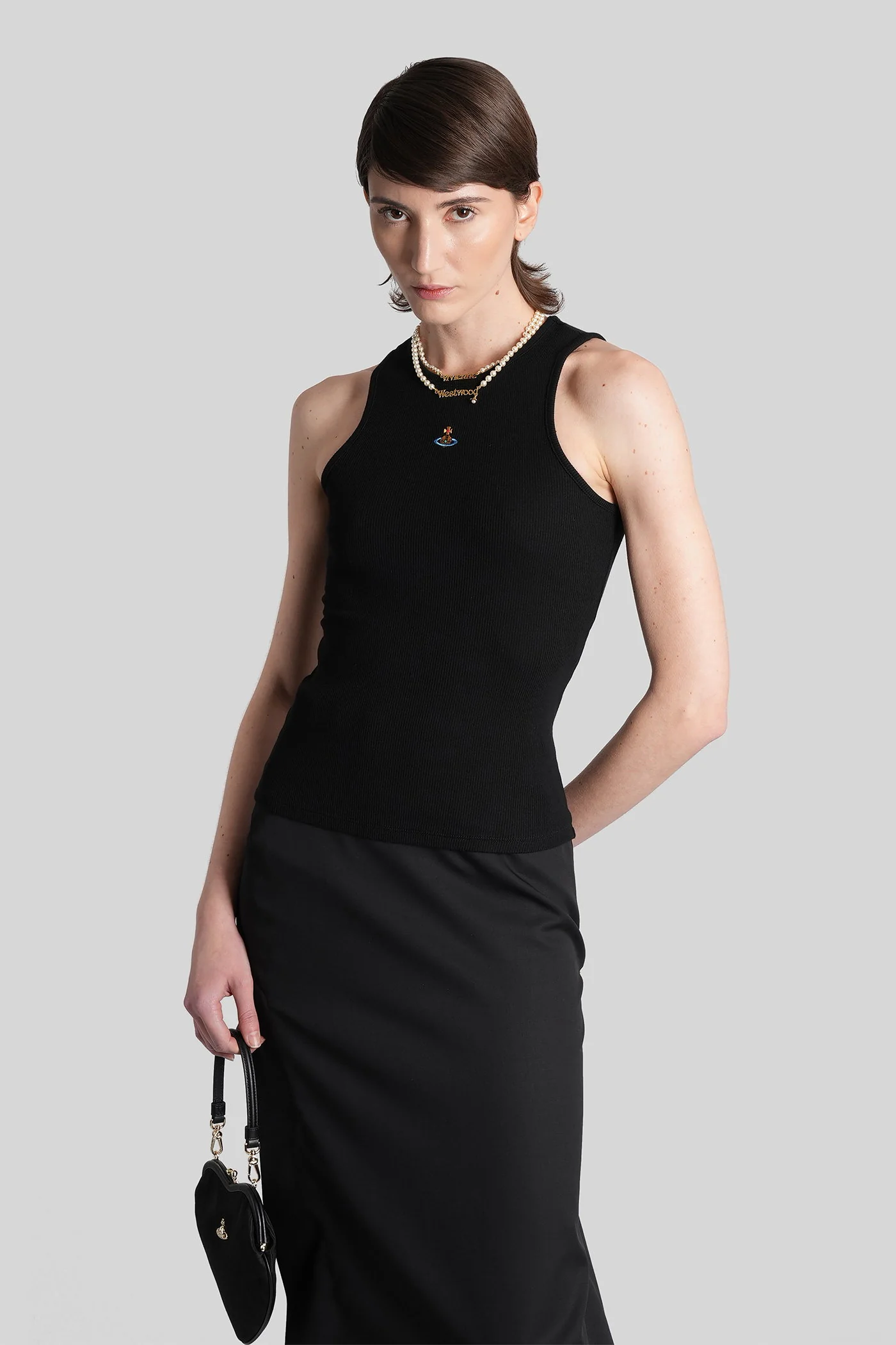tank Top in black cotton - Image 2