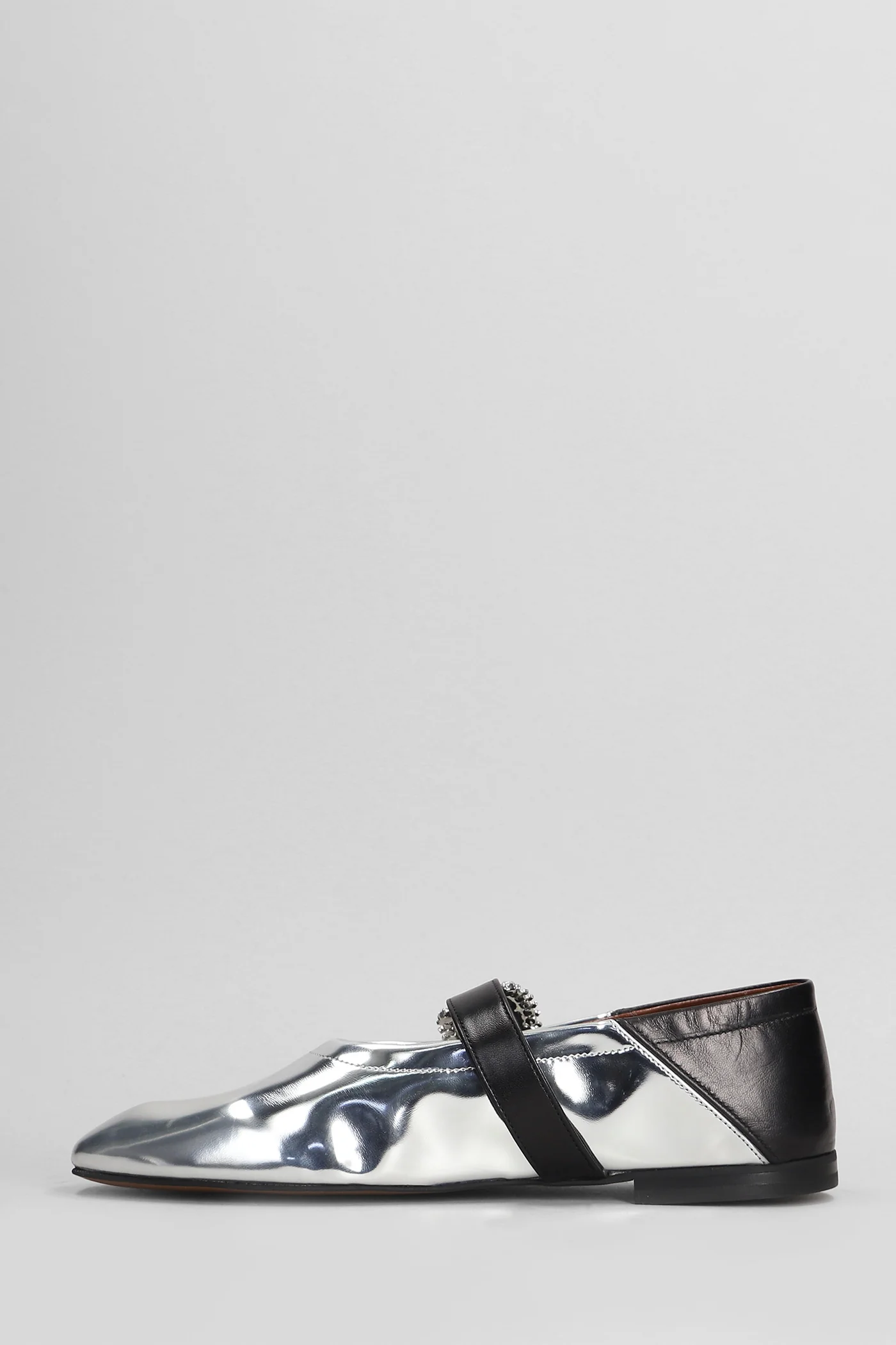 Ballerina Buckle Ballet flats in silver leather - Image 3