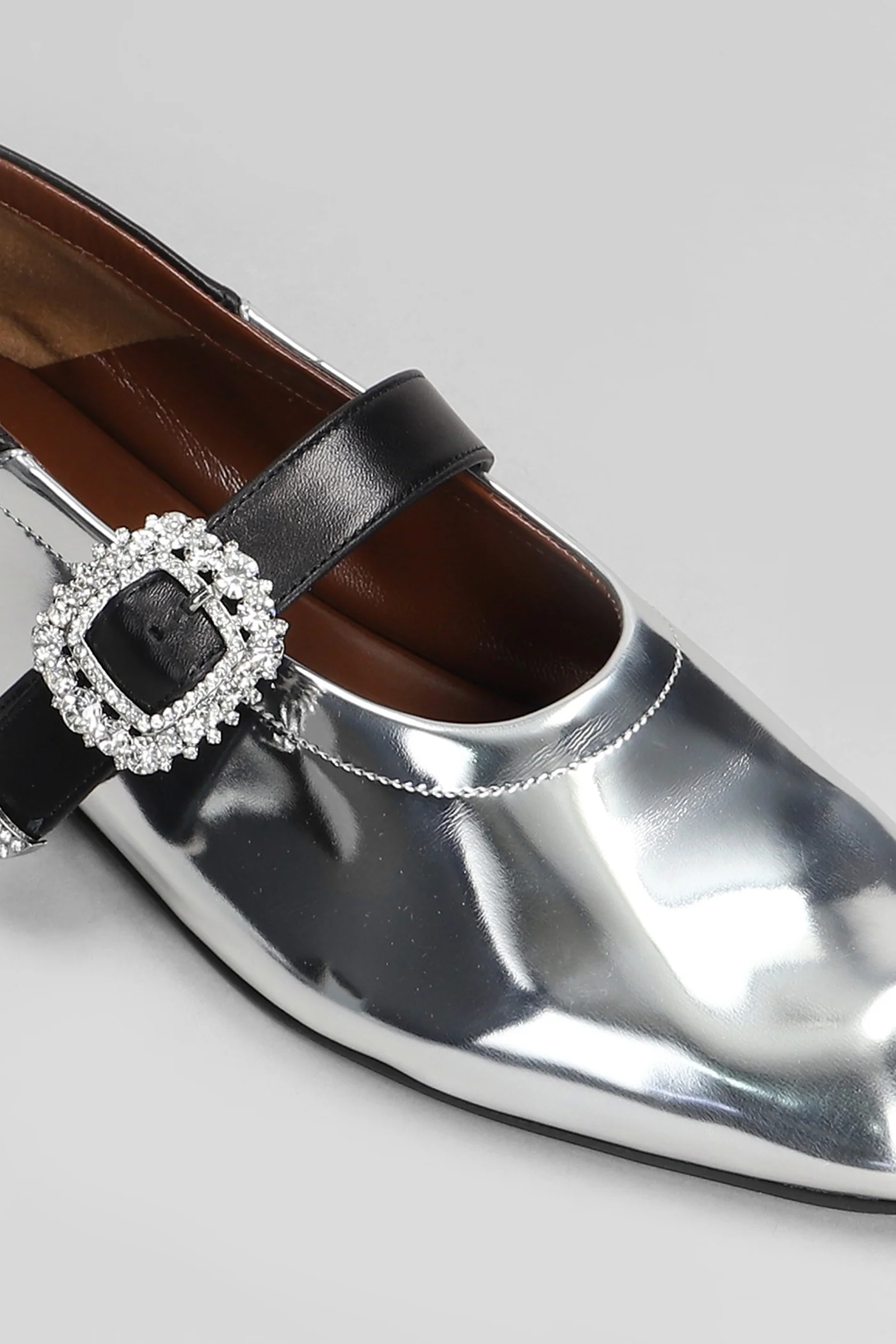 Ballerina Buckle Ballet flats in silver leather - Image 5