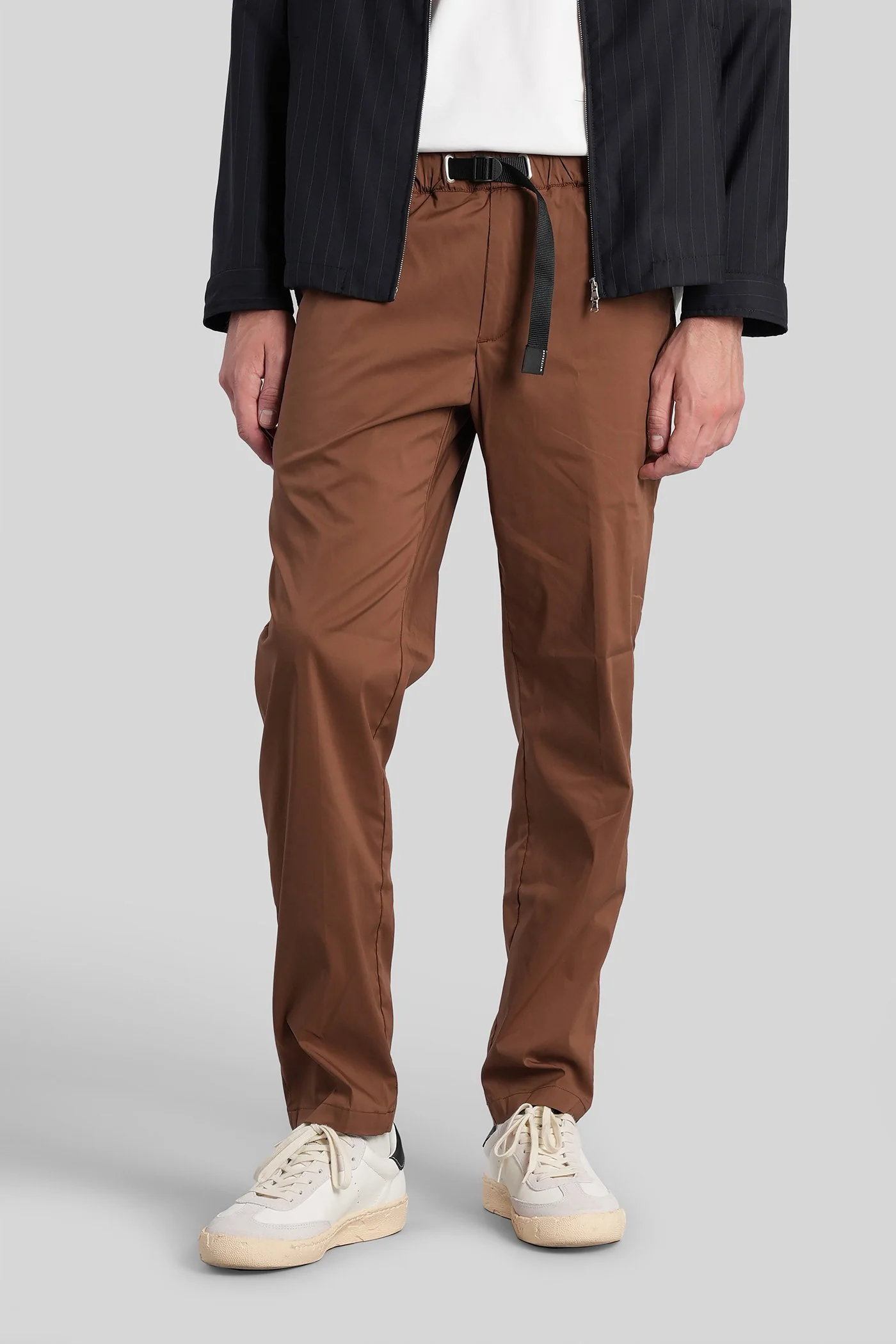 Pants in brown wool and polyester