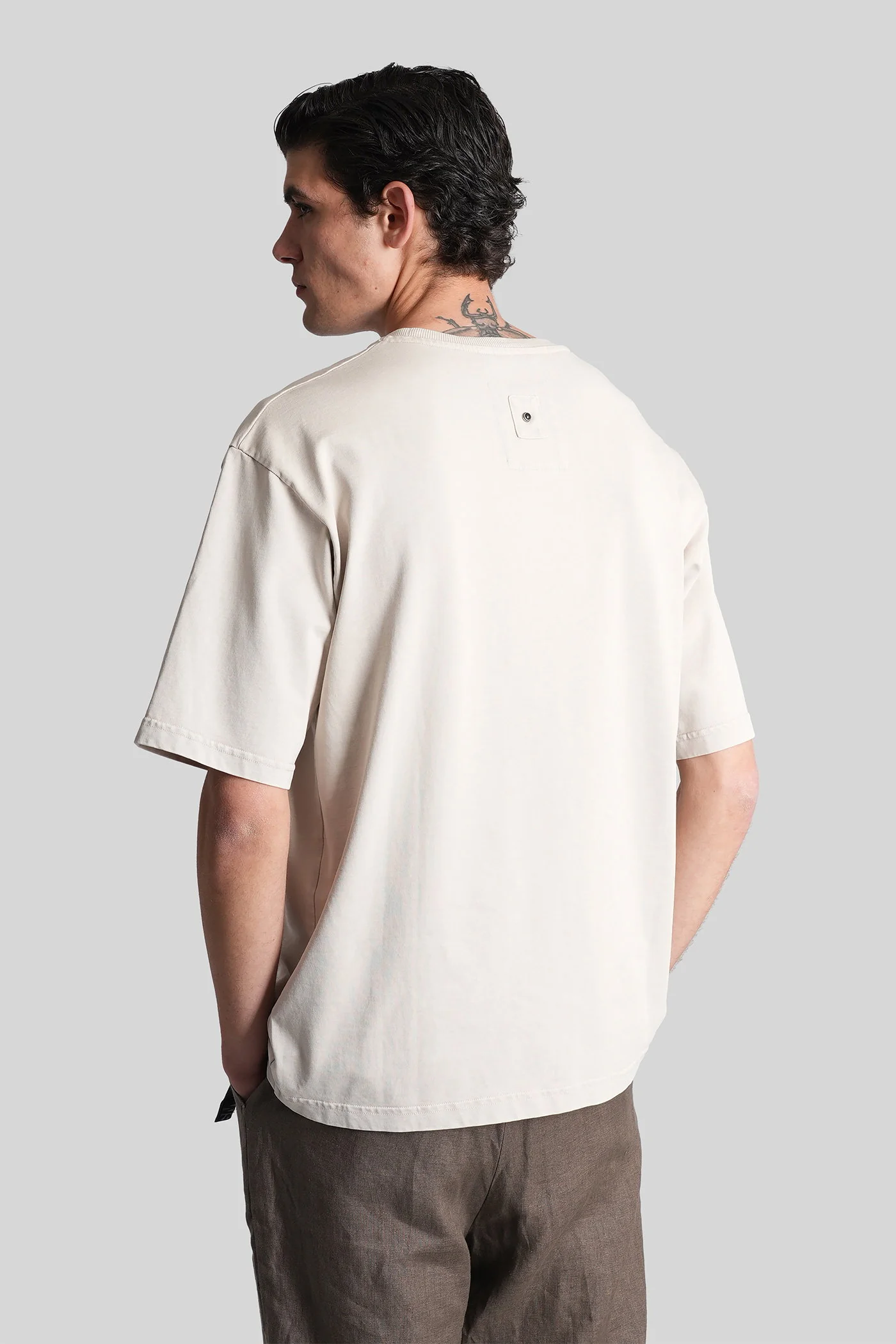 T-Shirt in beige cotton - Image 3