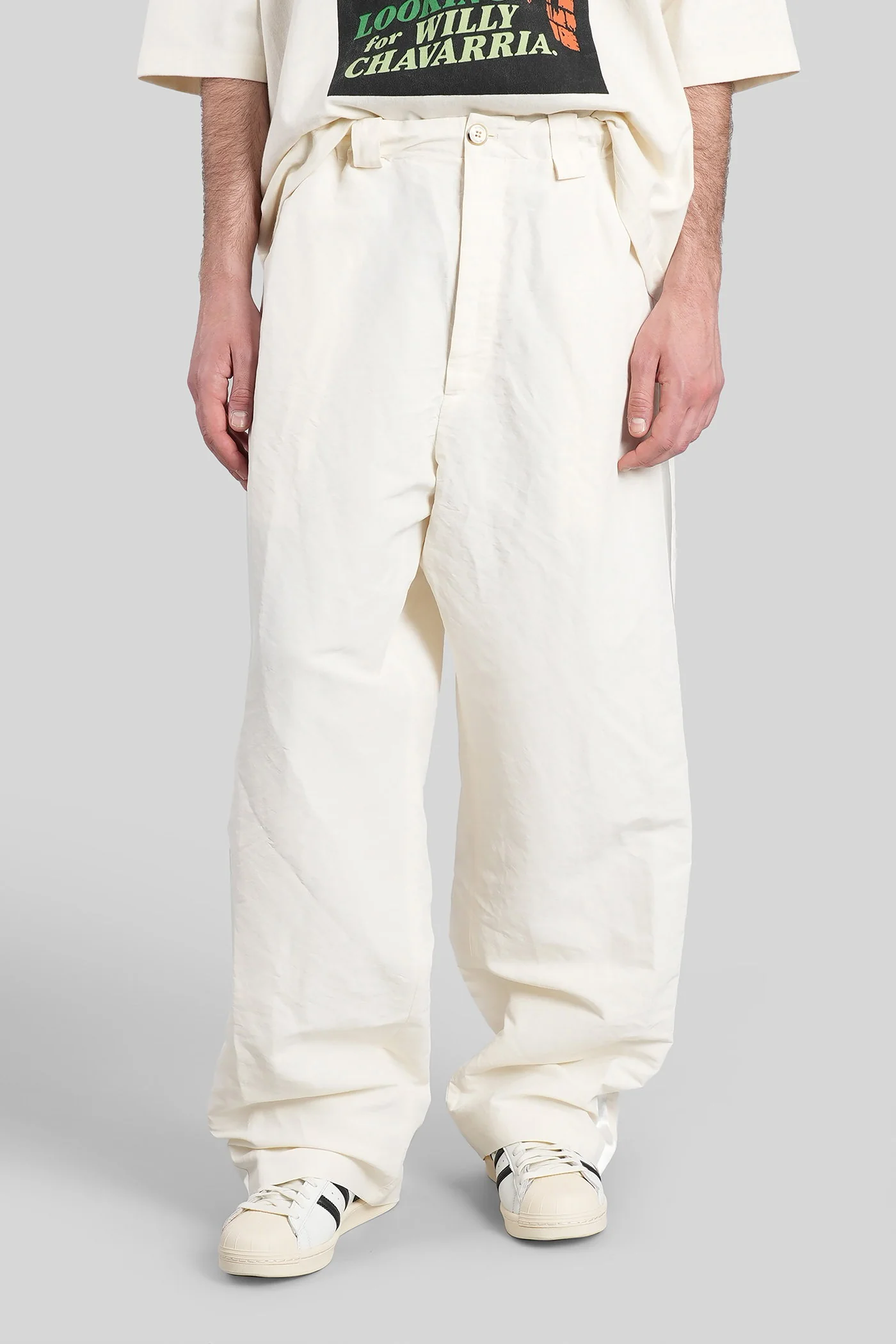 Pants in beige polyester