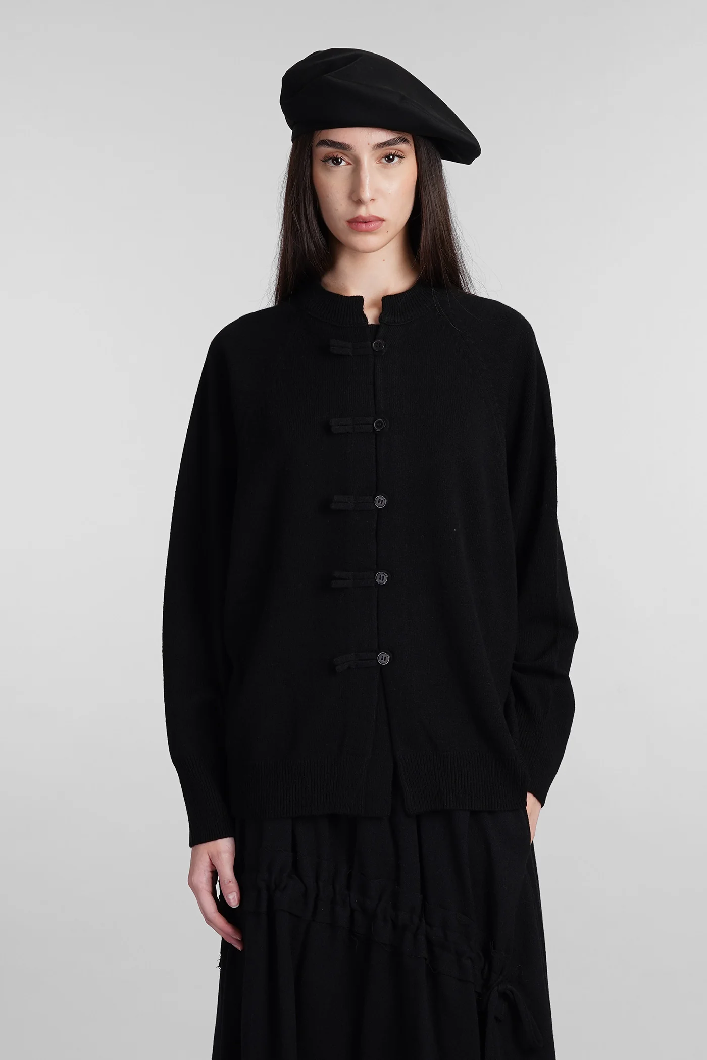Cardigan in black wool