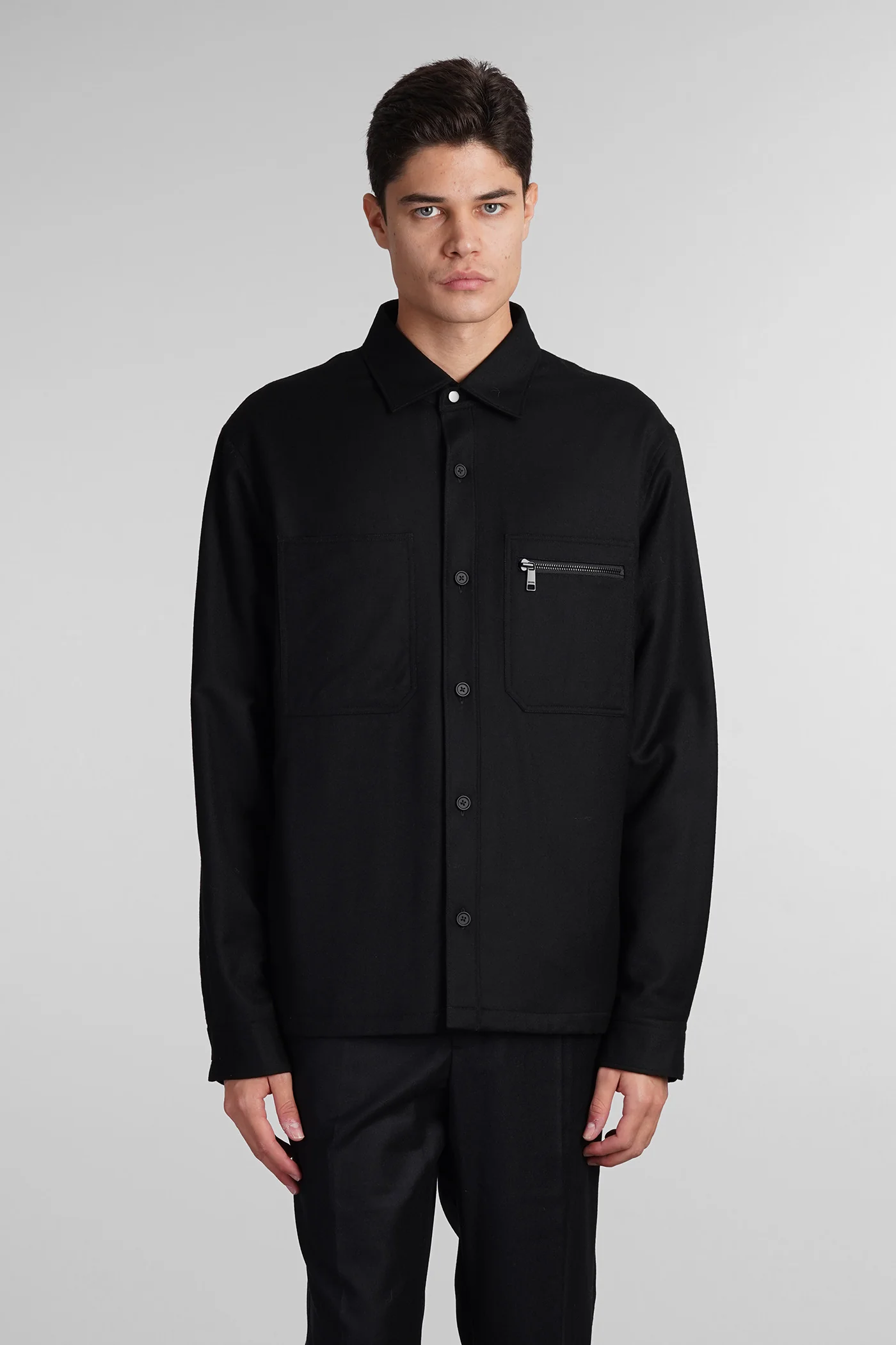 Casual jacket in black wool