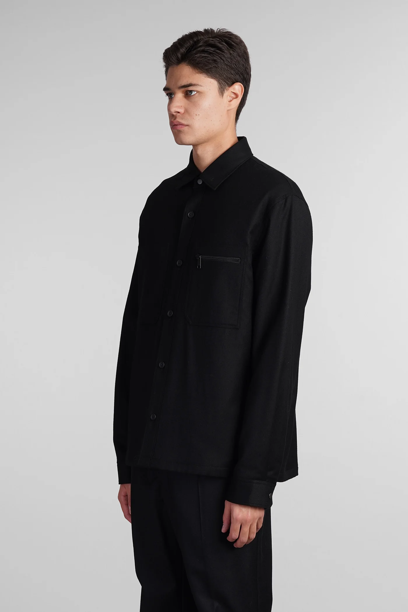 Casual jacket in black wool - Image 4