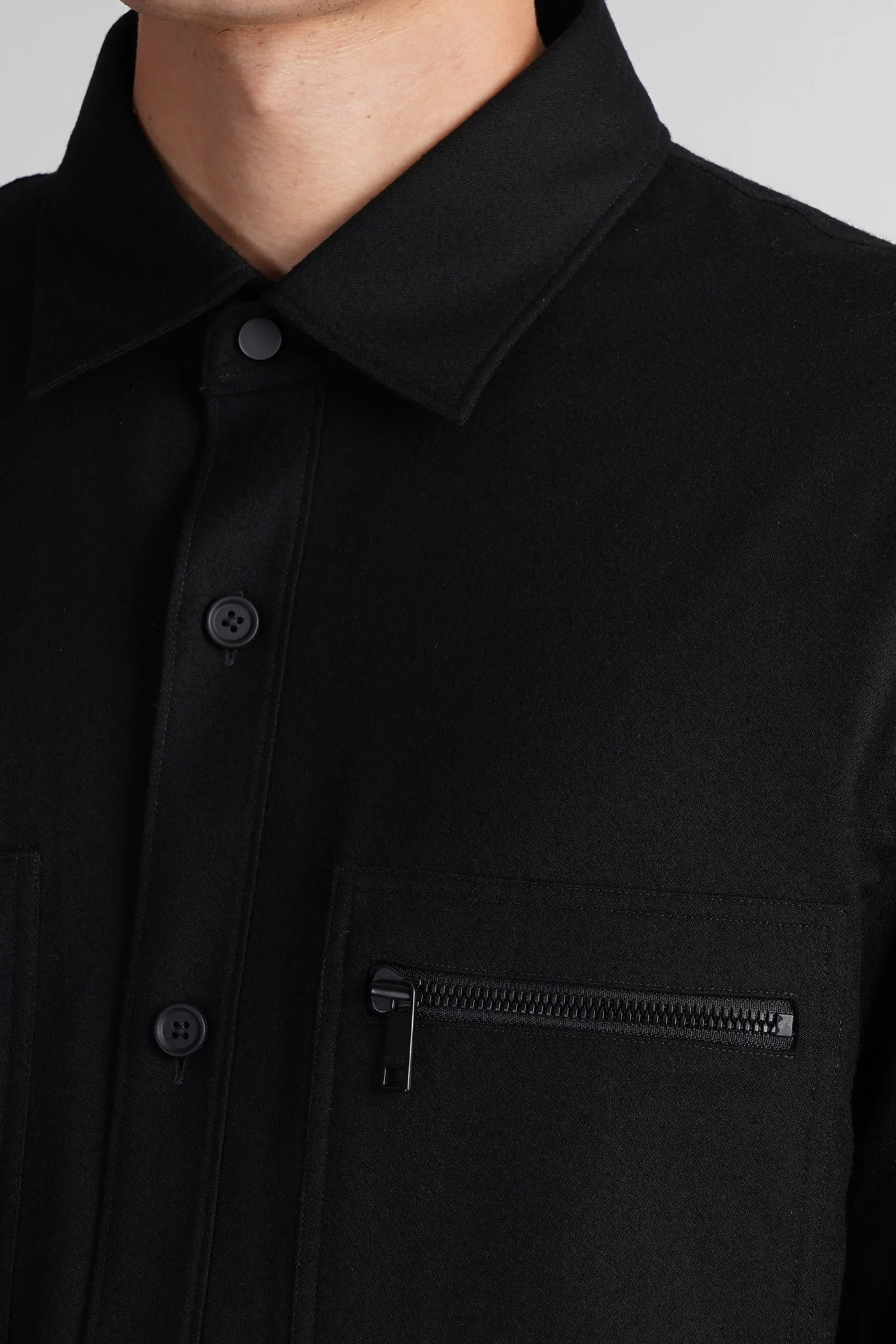 Casual jacket in black wool - Image 5