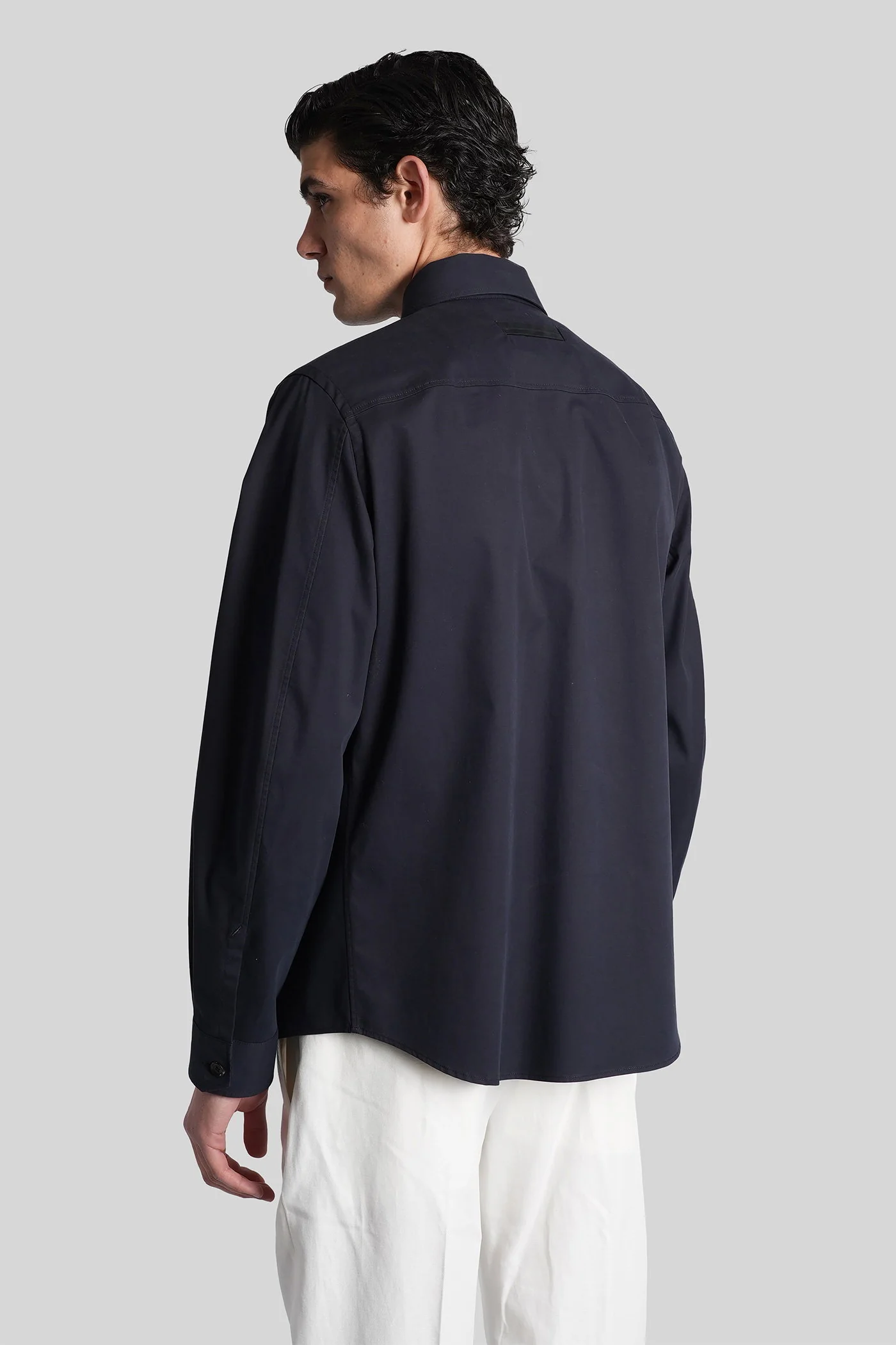 Casual jacket in blue cotton - Image 3