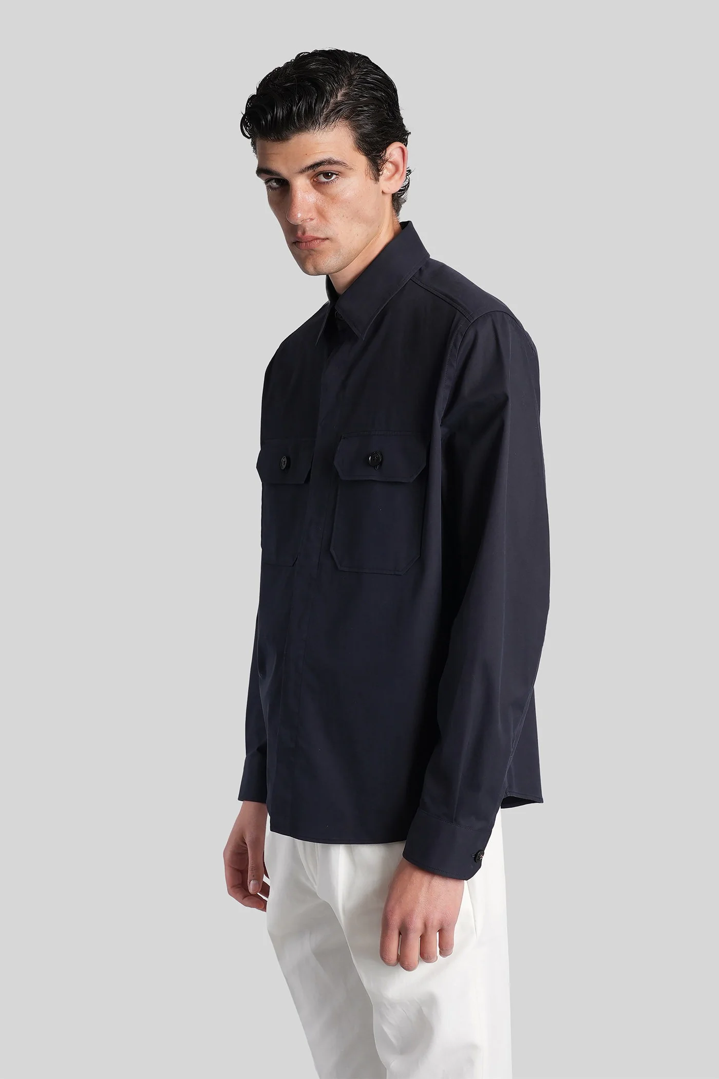 Casual jacket in blue cotton - Image 4