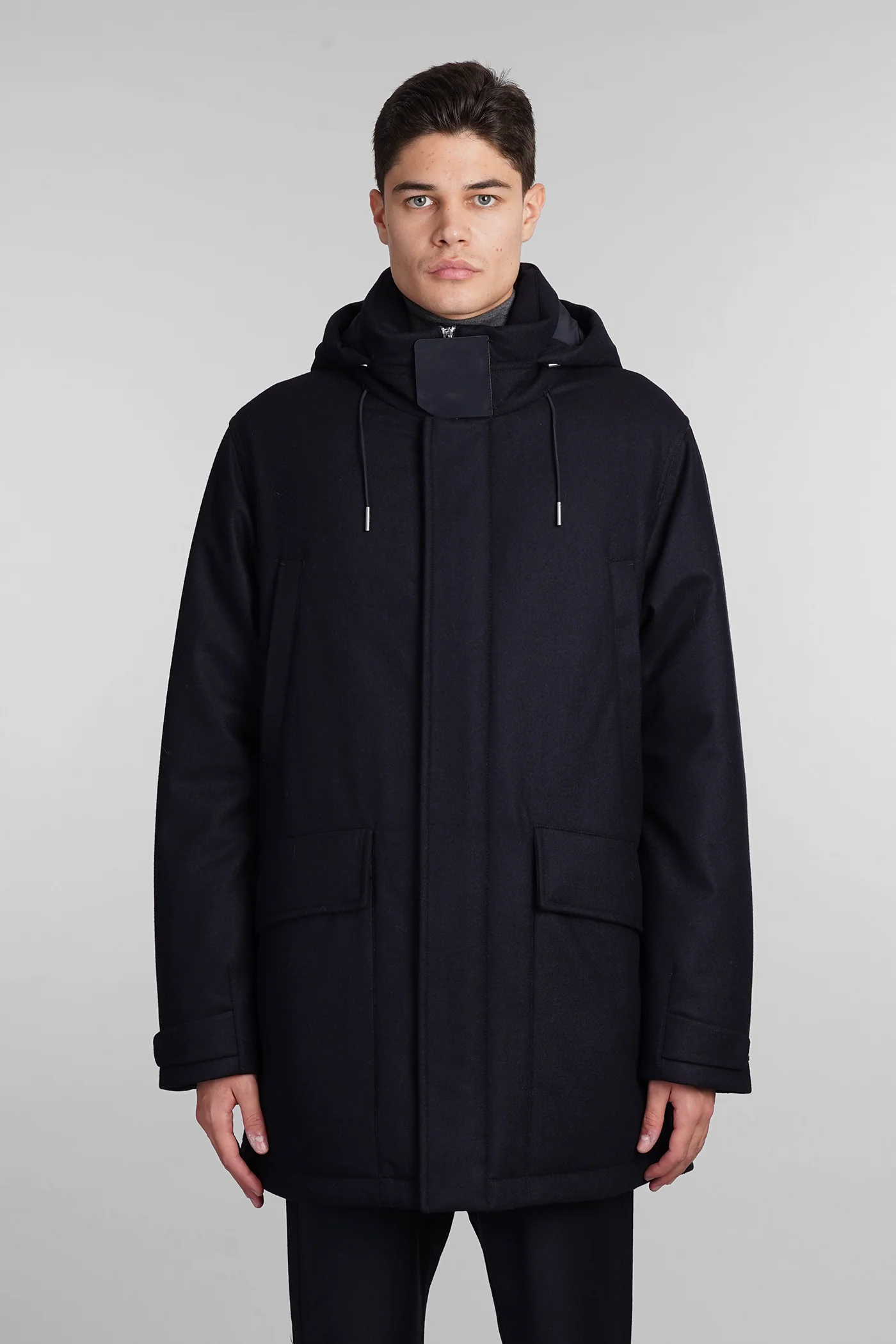 Coat in blue wool
