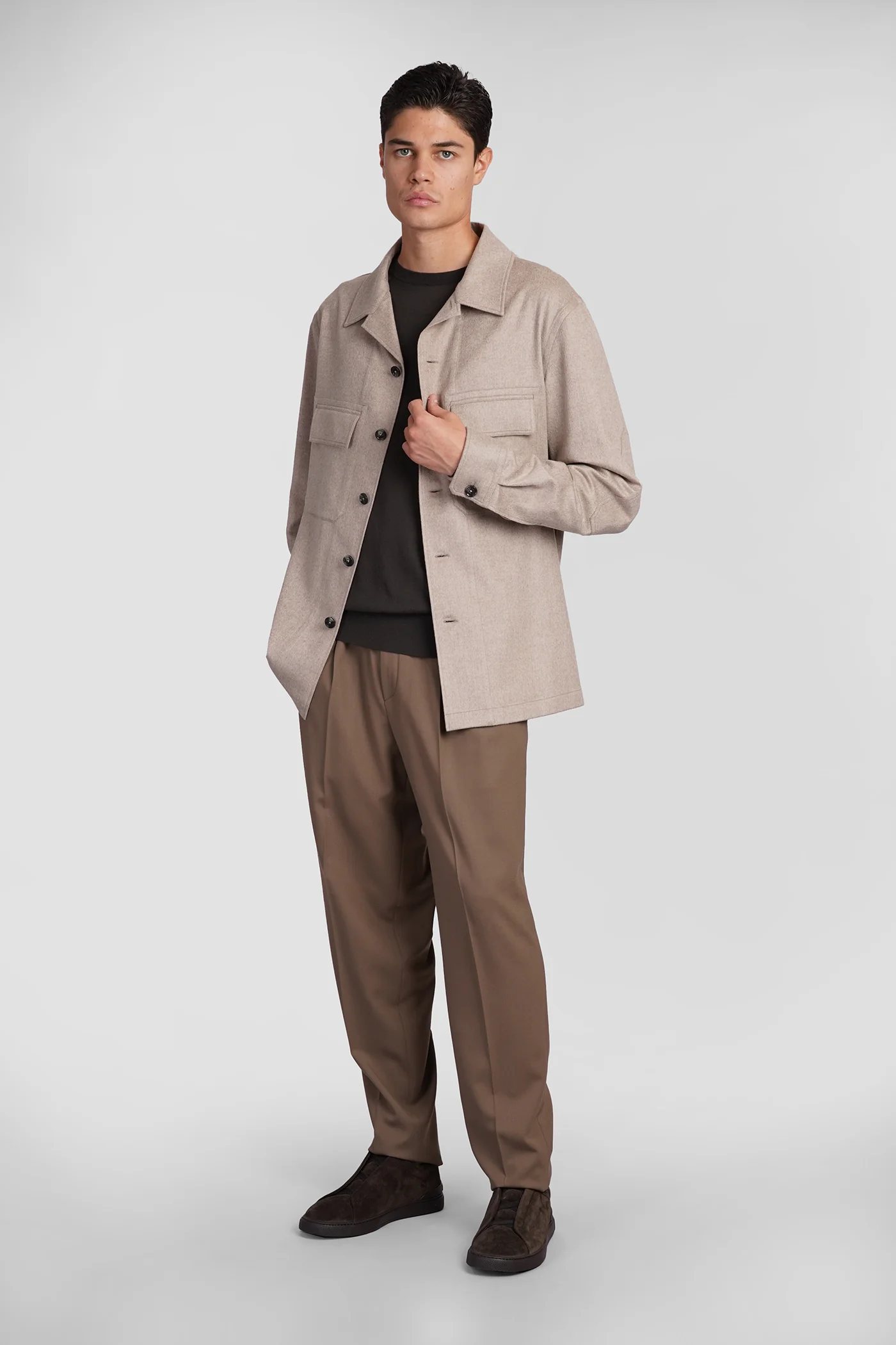 Oasi overshirt Casual jacket in beige cashmere - Image 2