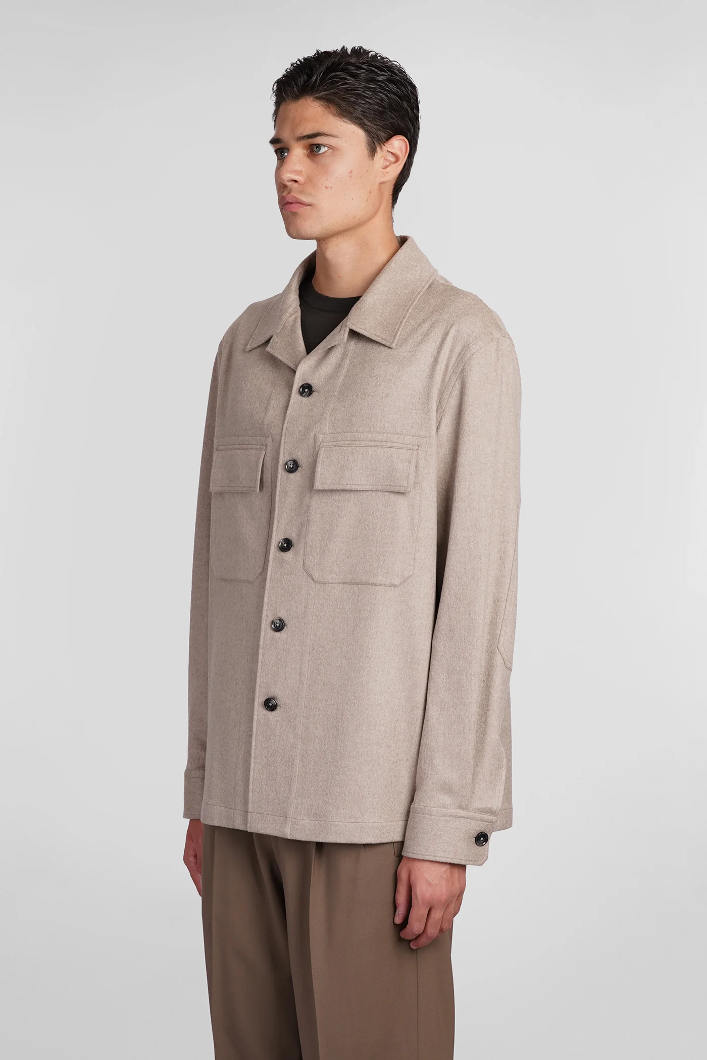 Oasi overshirt Casual jacket in beige cashmere - Image 4