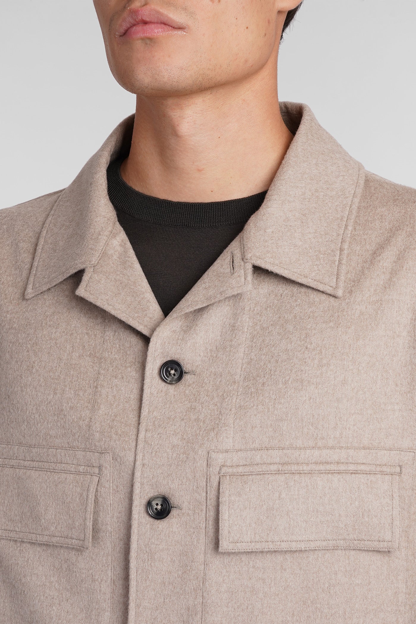 Oasi overshirt Casual jacket in beige cashmere - Image 5