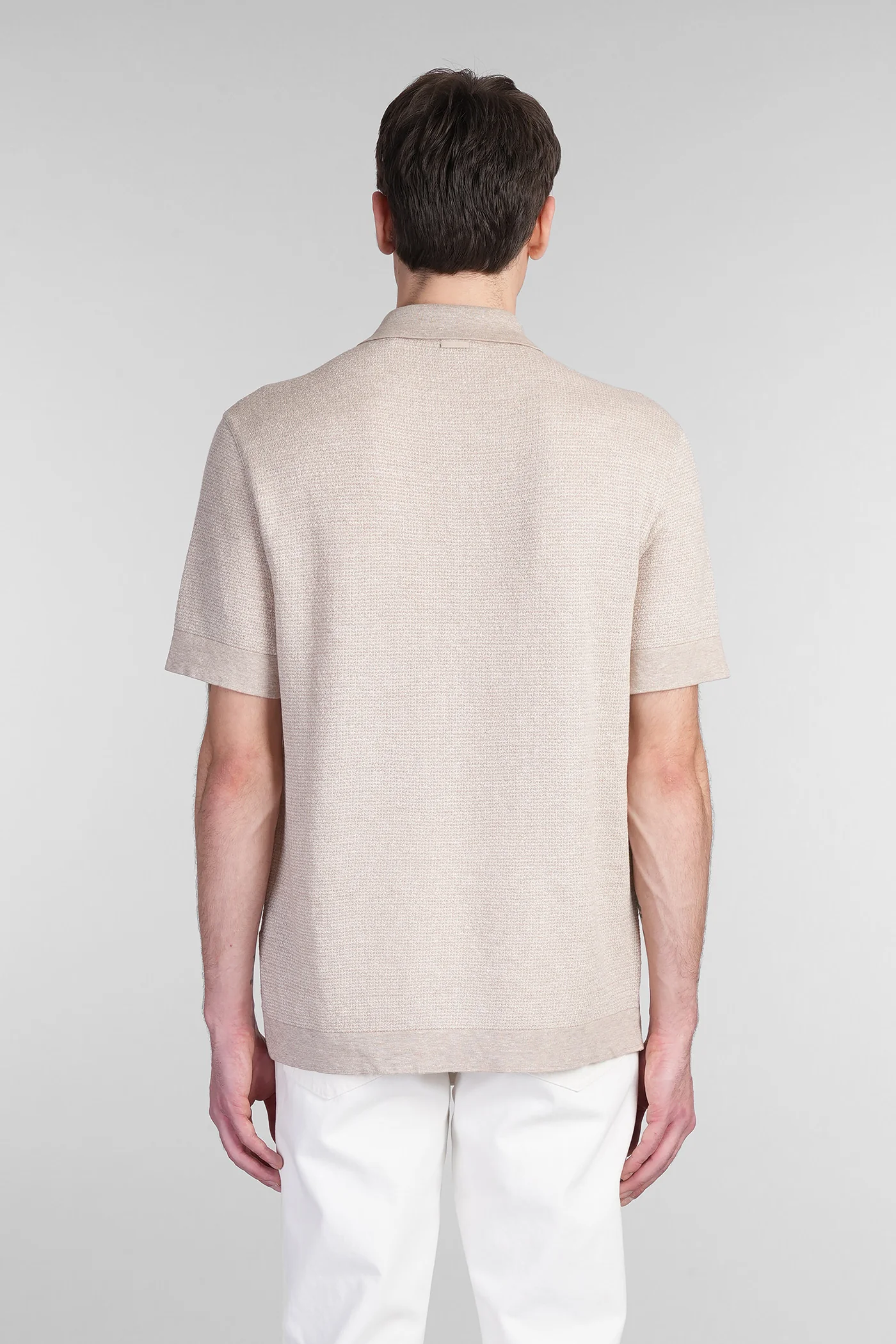 Polo in beige cotton - Image 3