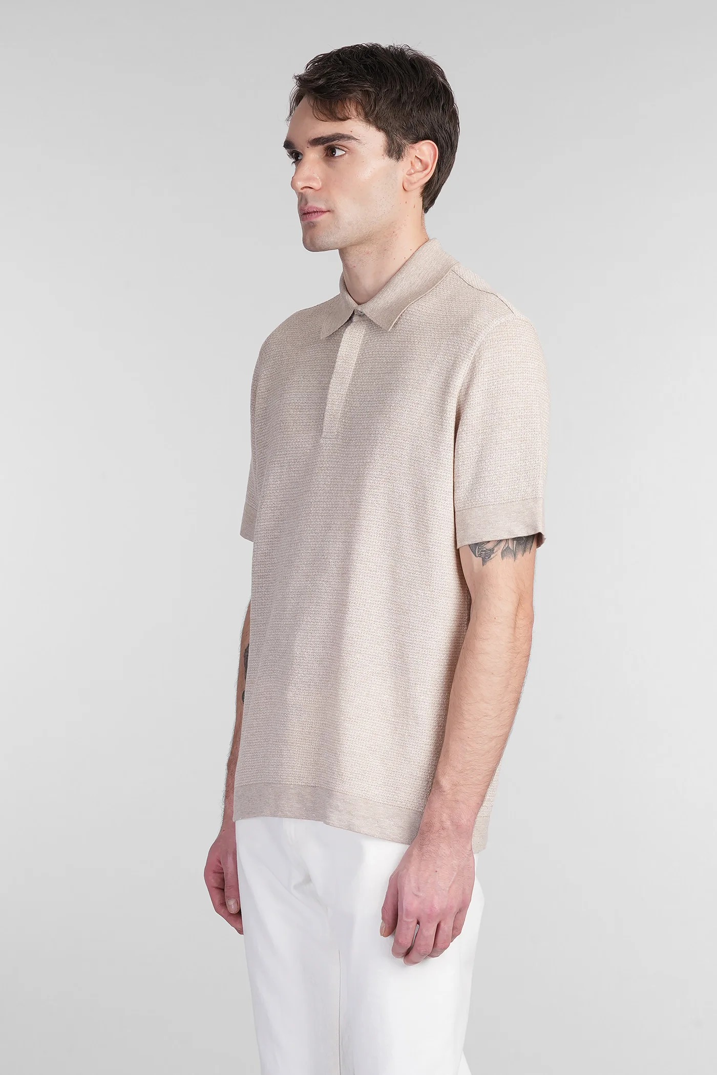 Polo in beige cotton - Image 4
