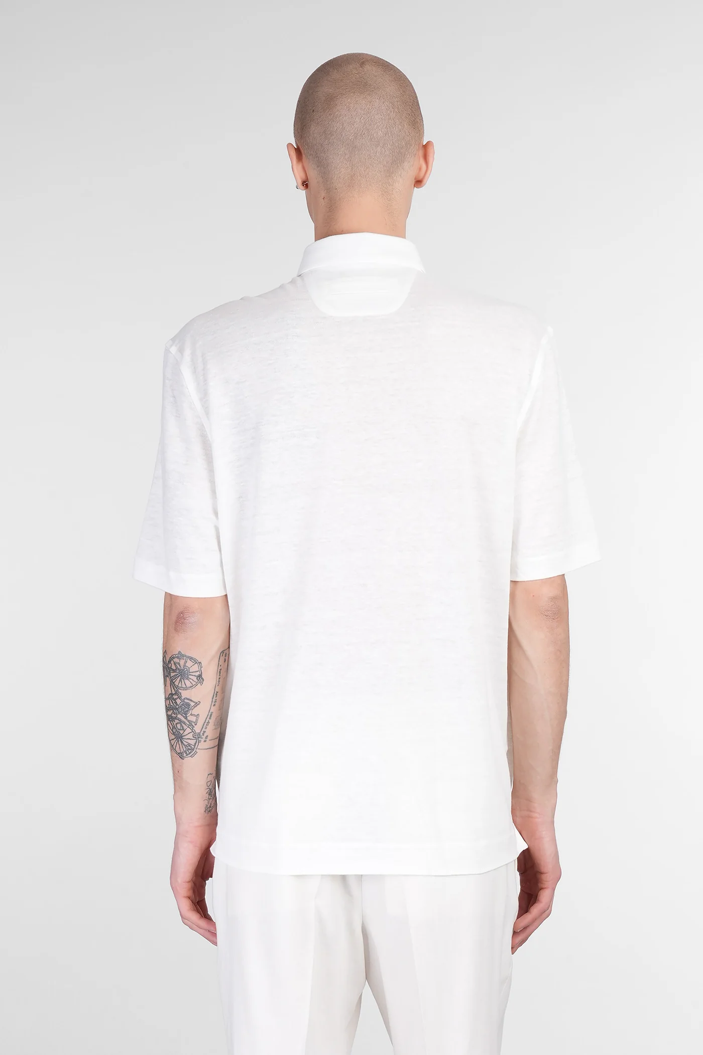 Polo in beige linen - Image 3