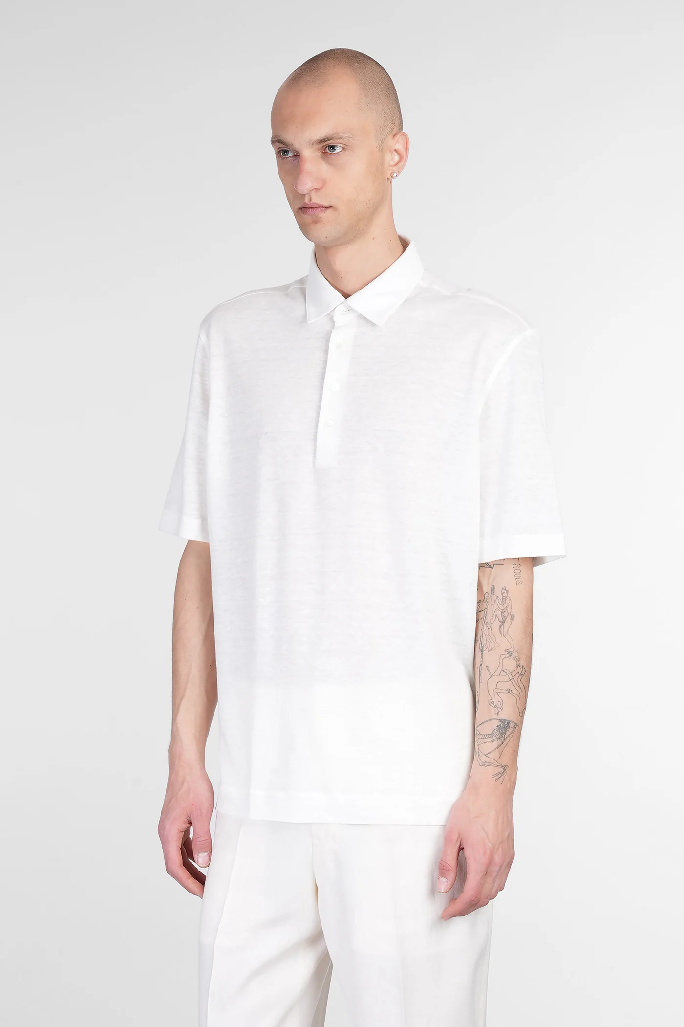 Polo in beige linen - Image 4