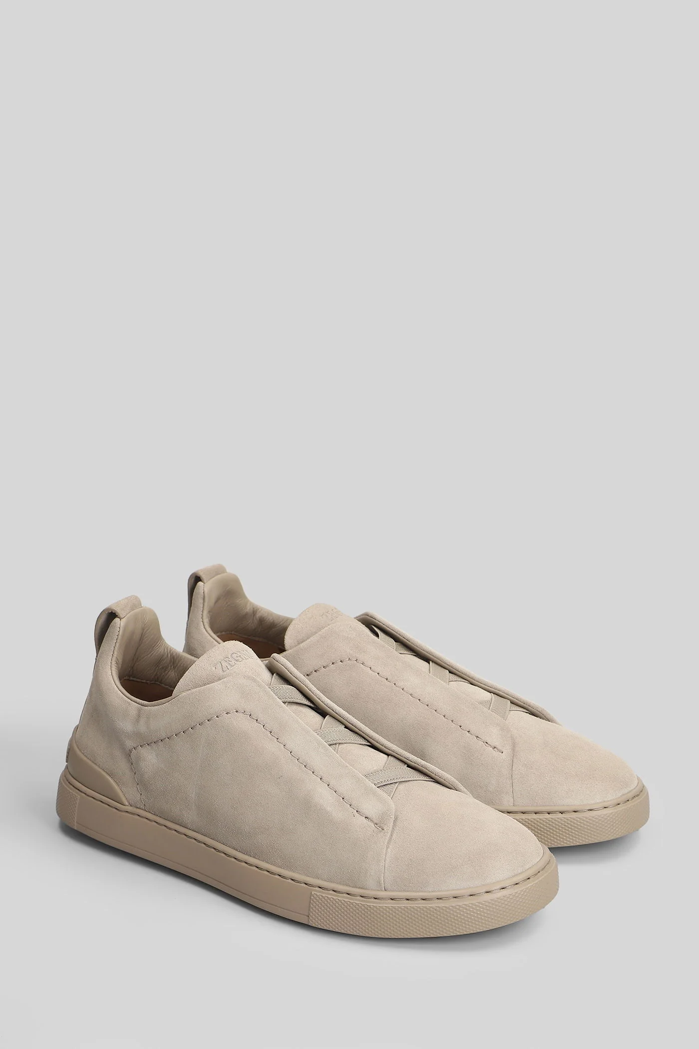 Triple stitch Sneakers in taupe suede - Image 2