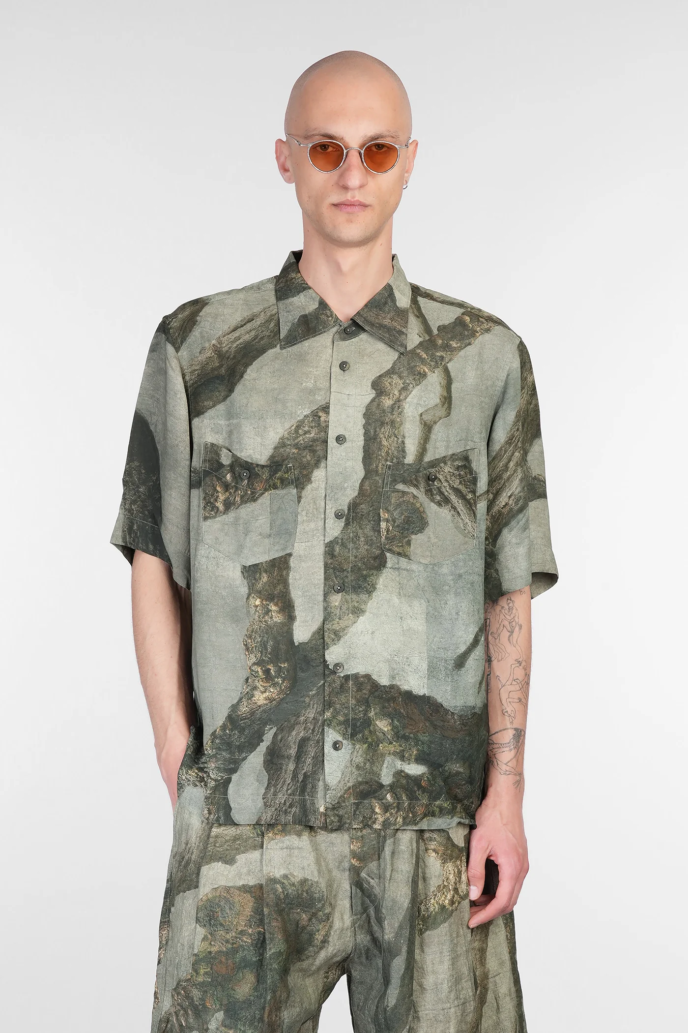 Shirt in green viscose