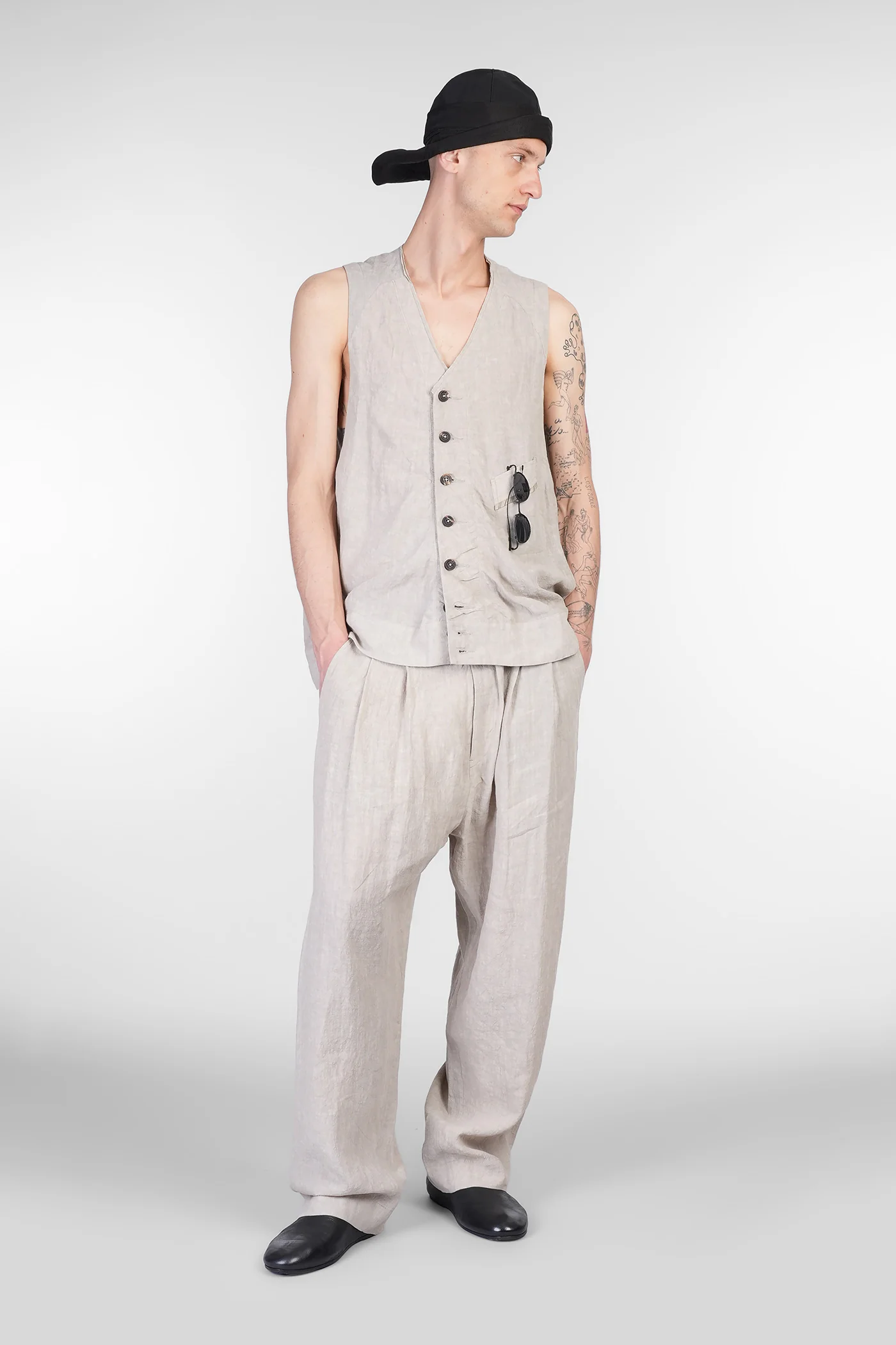 Vest in beige linen - Image 2