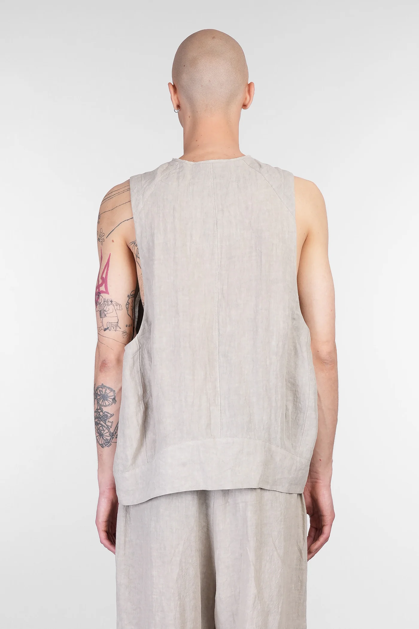Vest in beige linen - Image 3