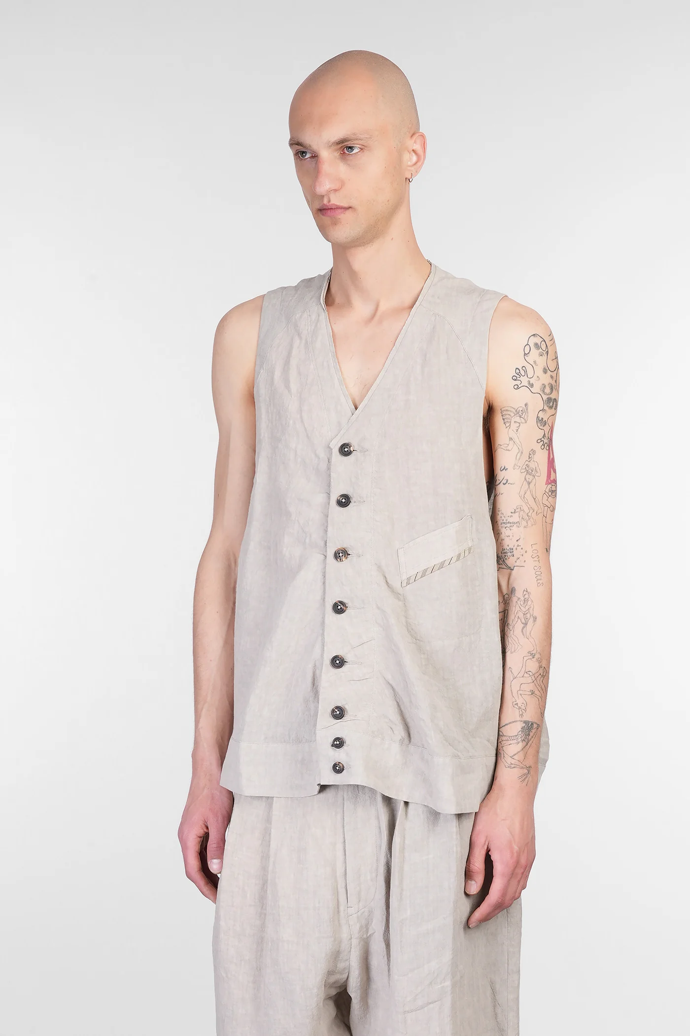 Vest in beige linen - Image 4