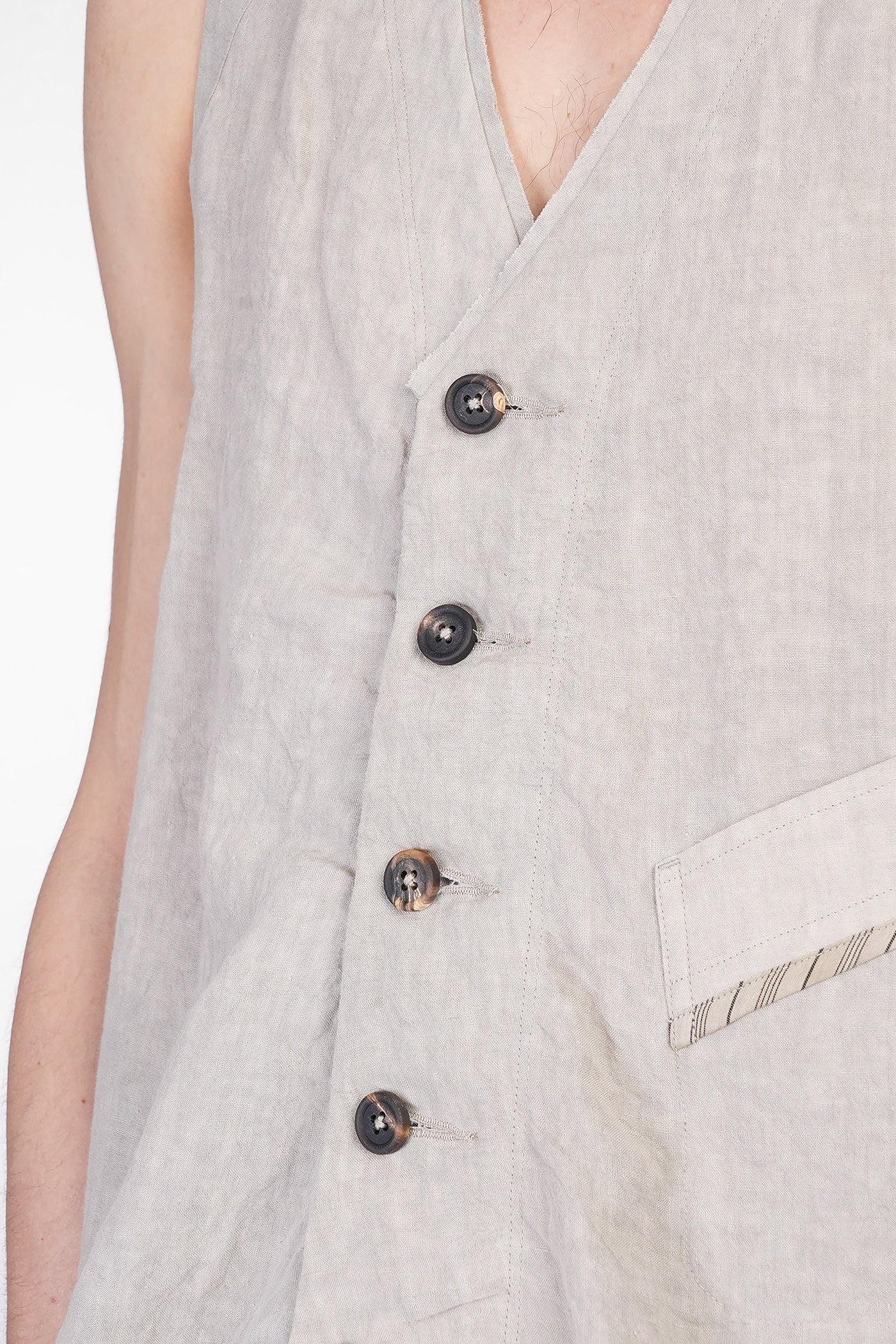 Vest in beige linen - Image 5