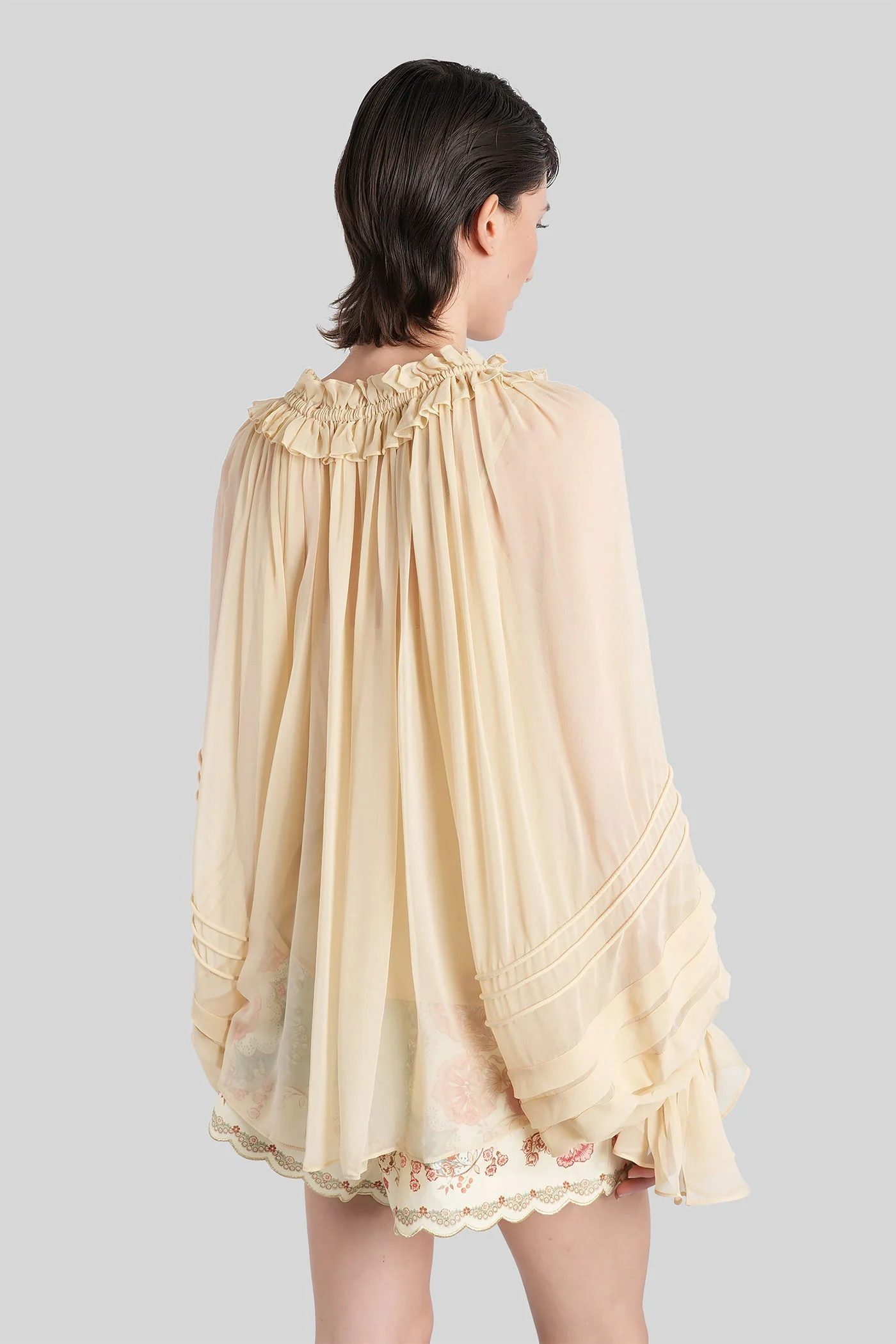 Blouse in beige silk - Image 3