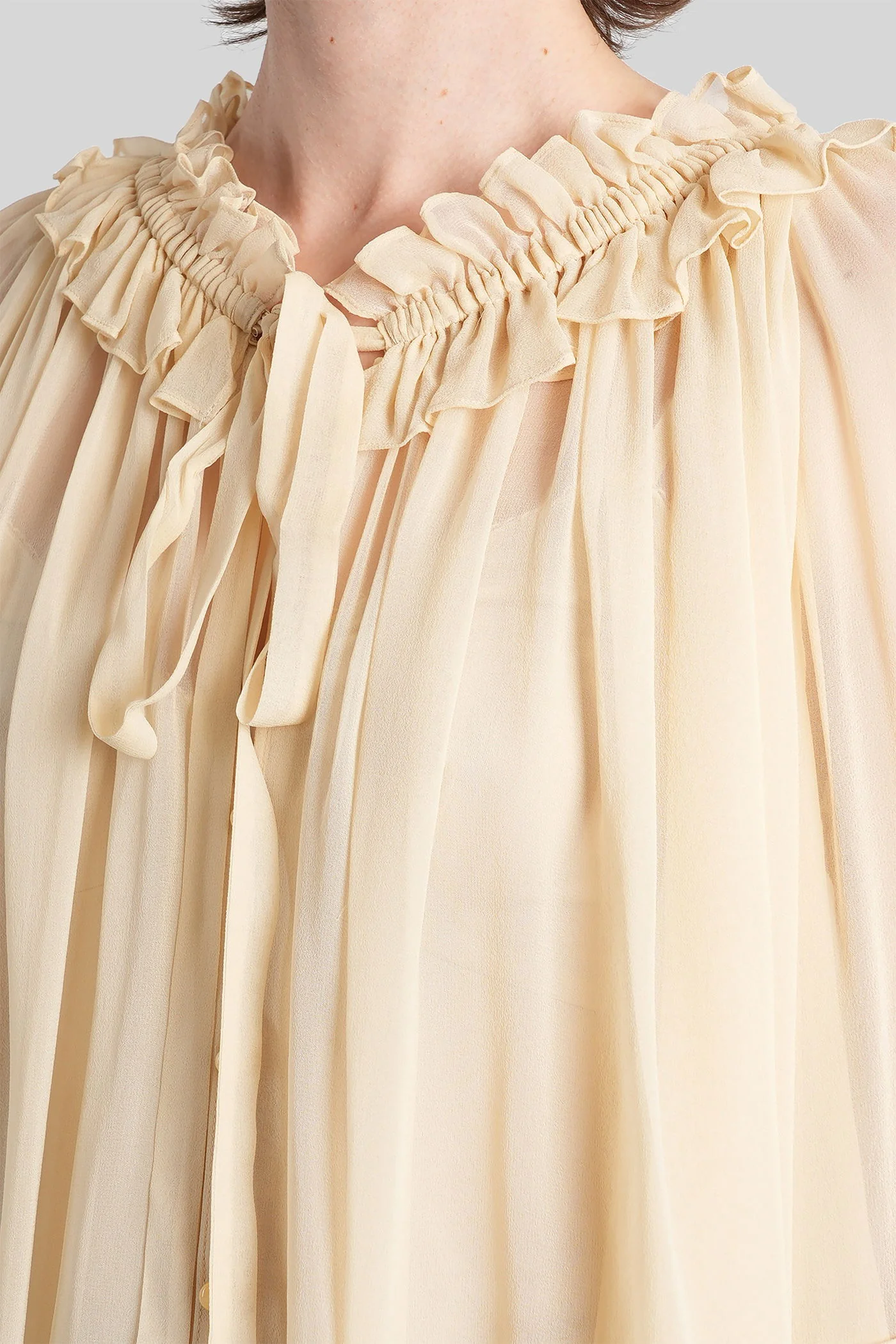 Blouse in beige silk - Image 5