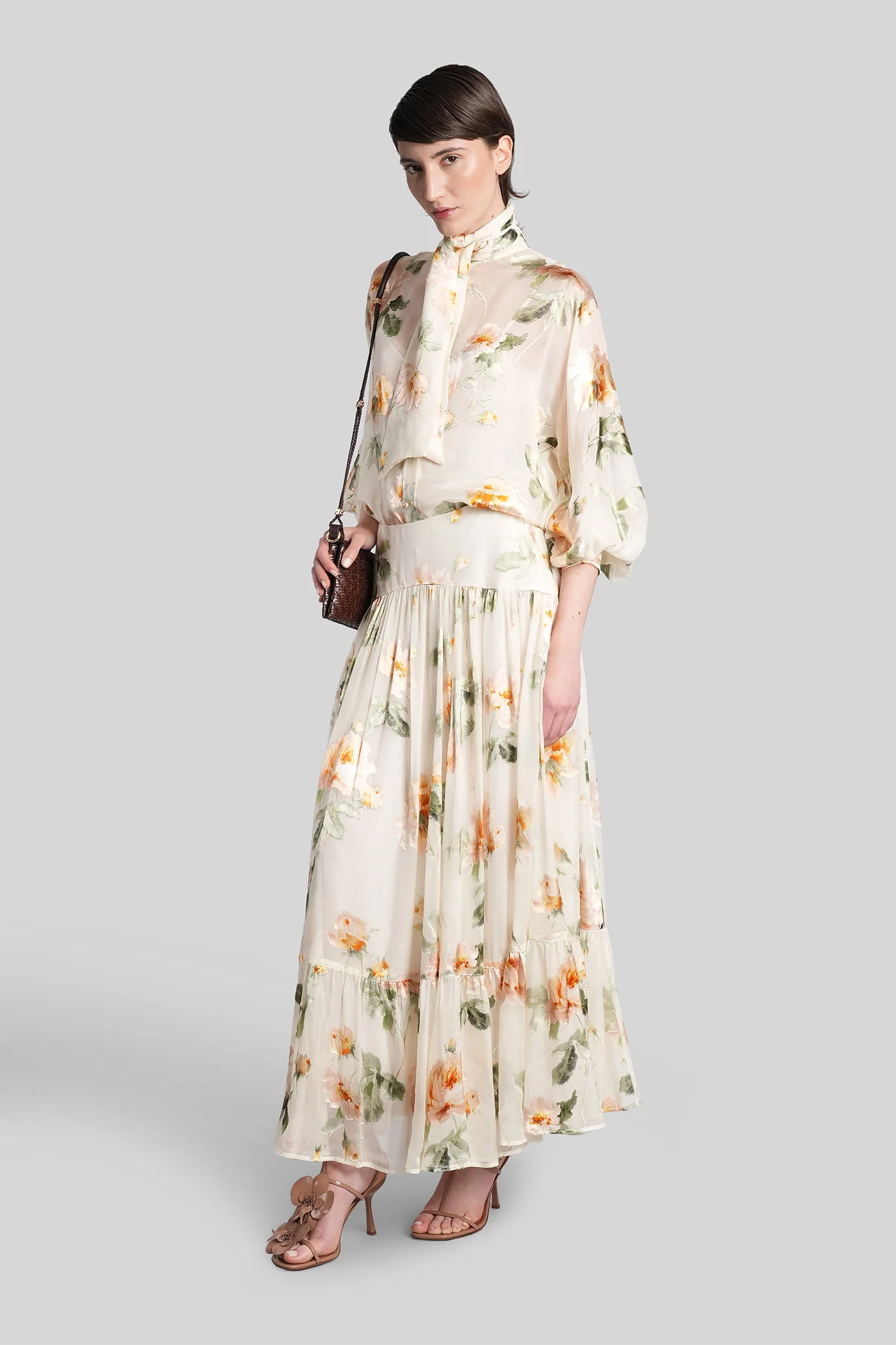 Blouse in beige viscose - Image 2