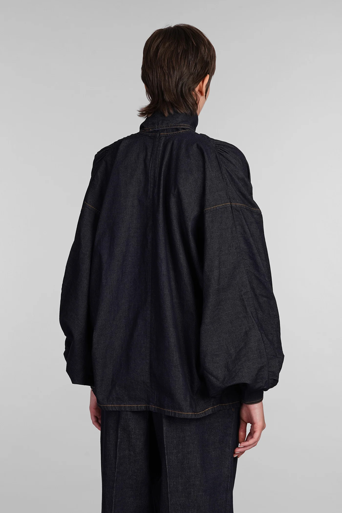 Blouse in blue cotton - Image 3