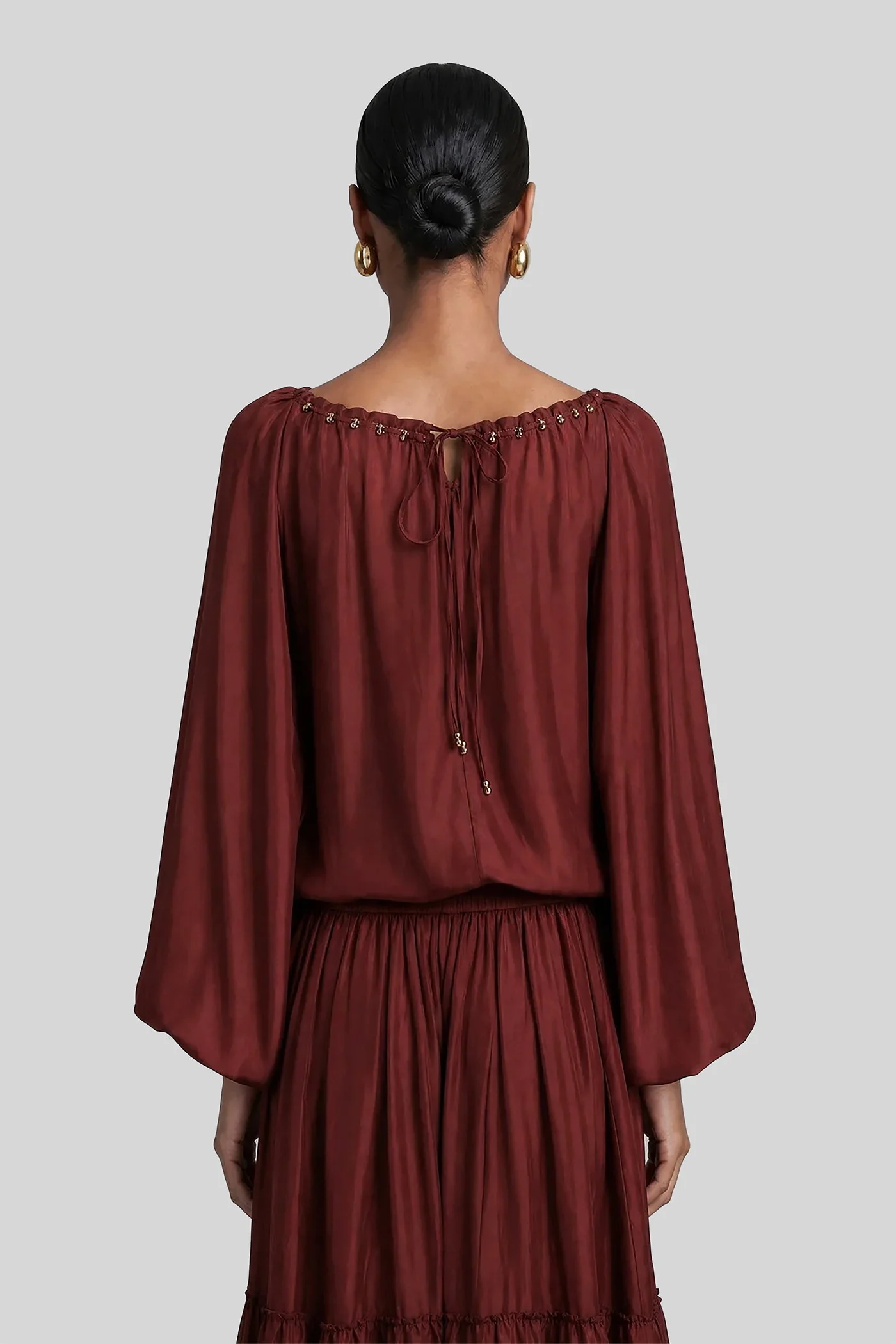 Blouse in bordeaux silk - Image 3