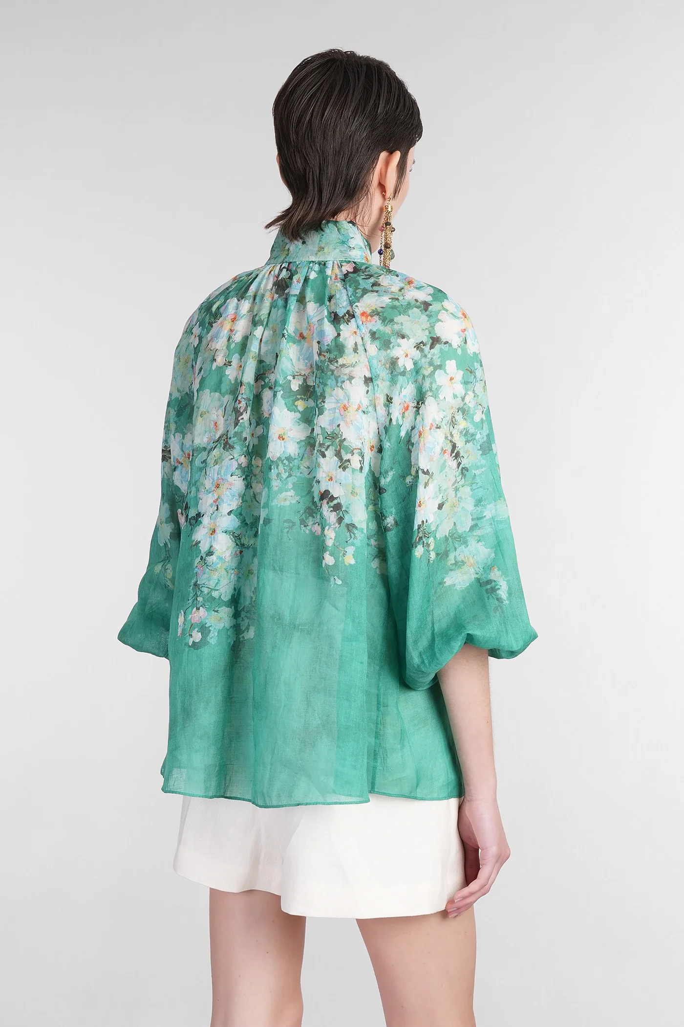 Blouse in green ramie - Image 3