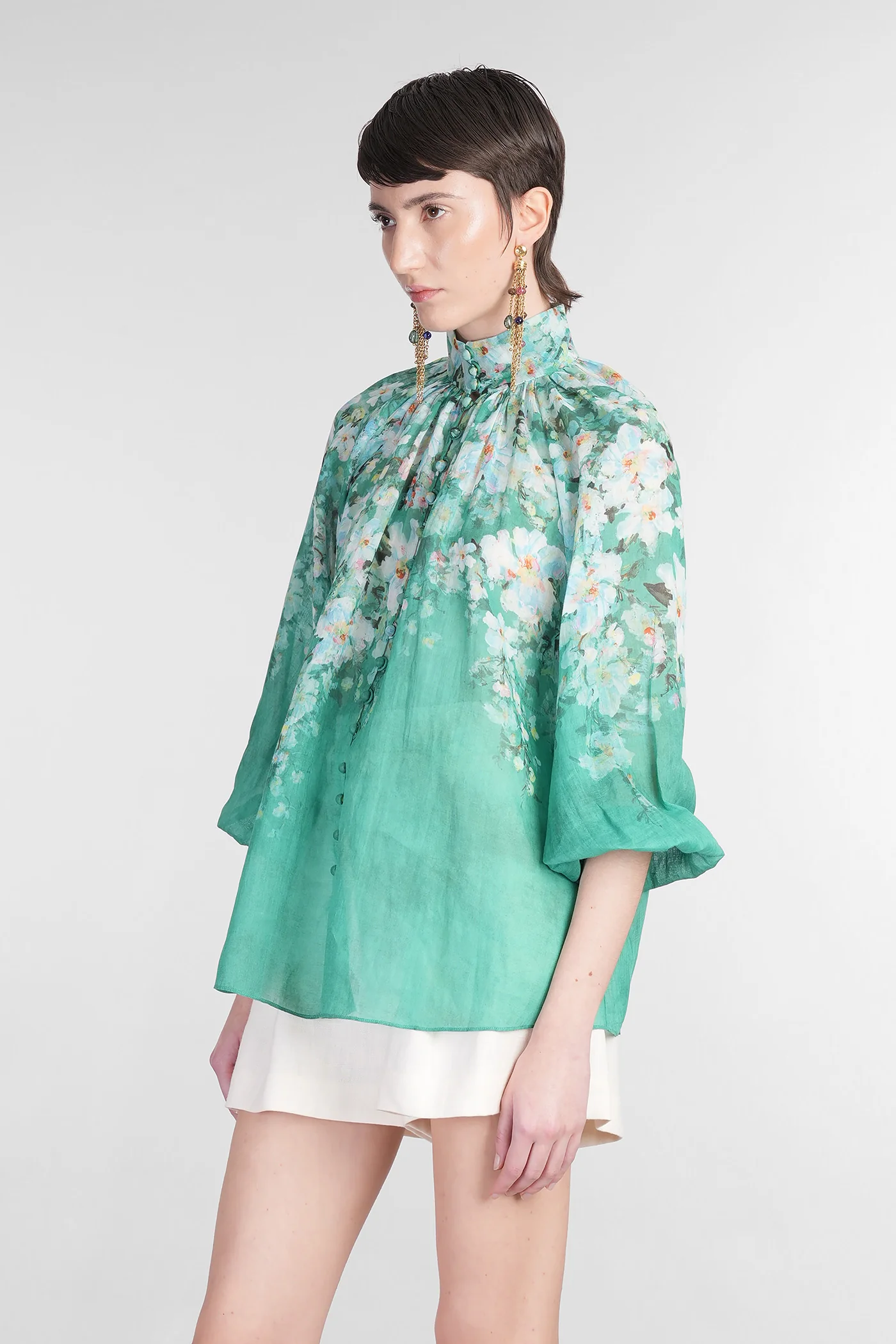 Blouse in green ramie - Image 4