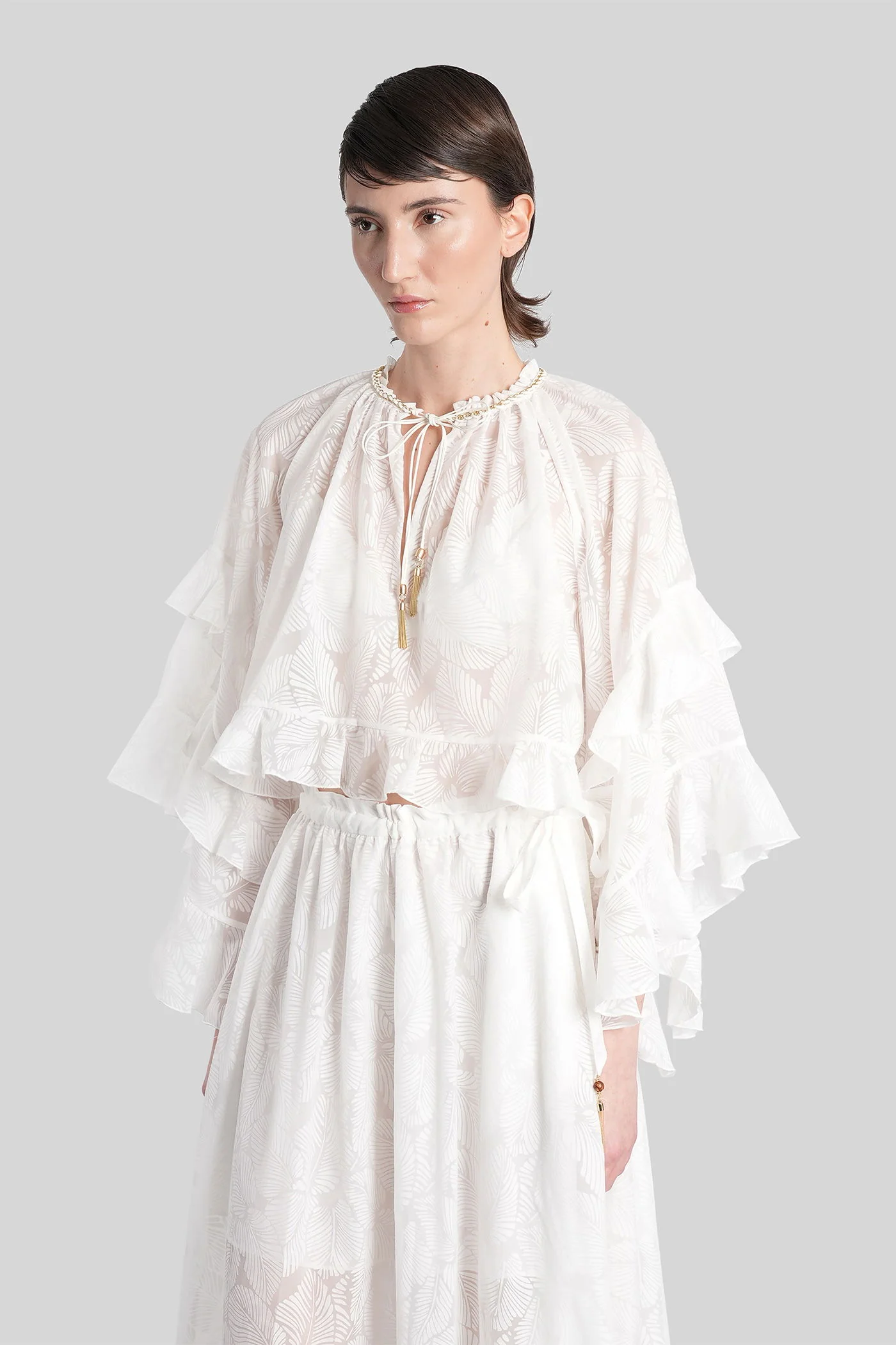 Blouse in white cotton - Image 4