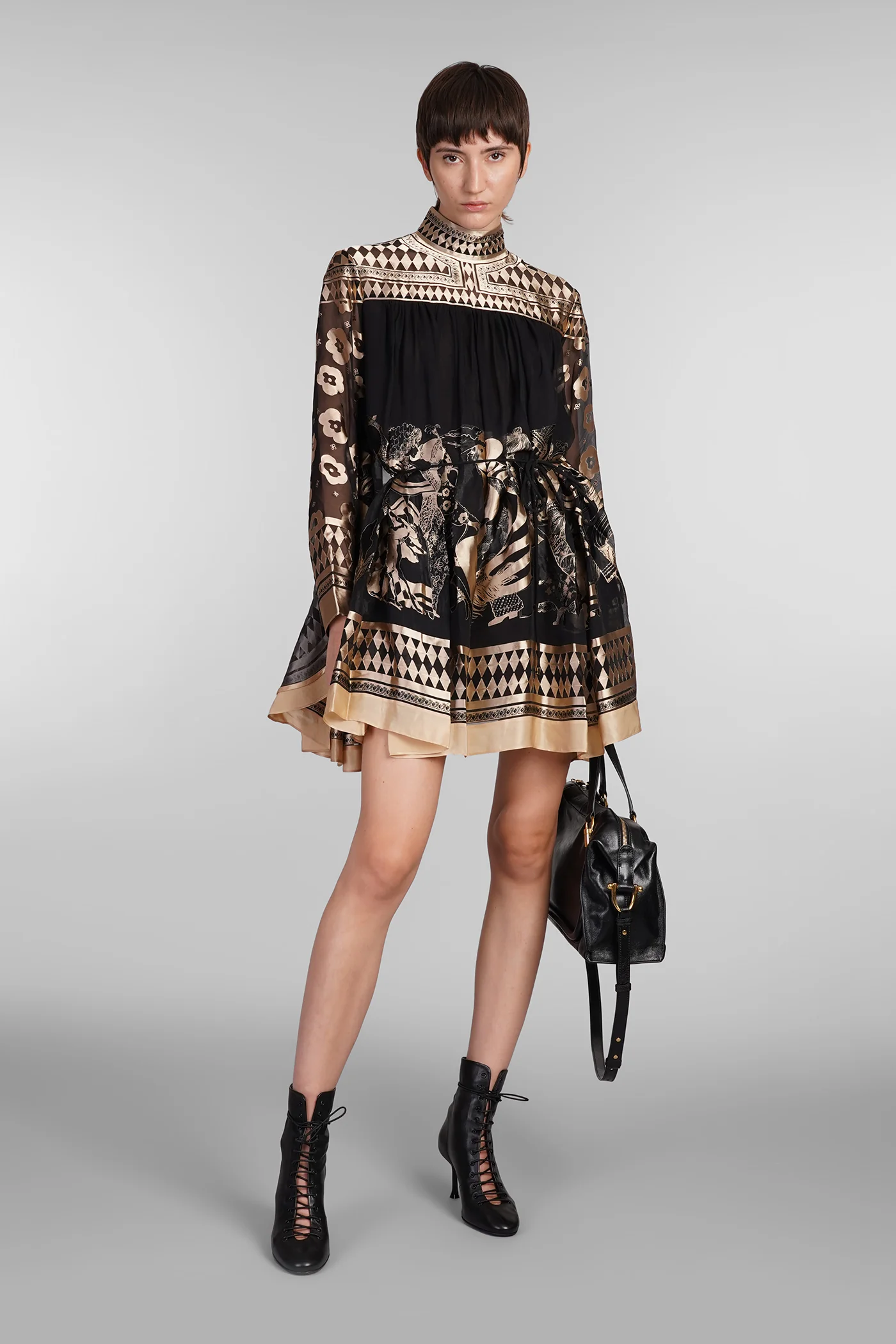Dress woman in black viscose - Image 2