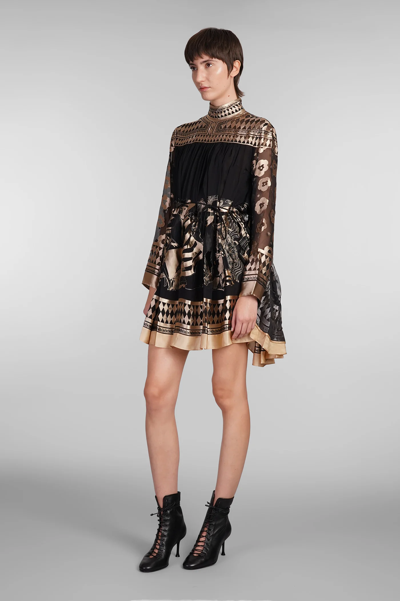 Dress woman in black viscose - Image 4