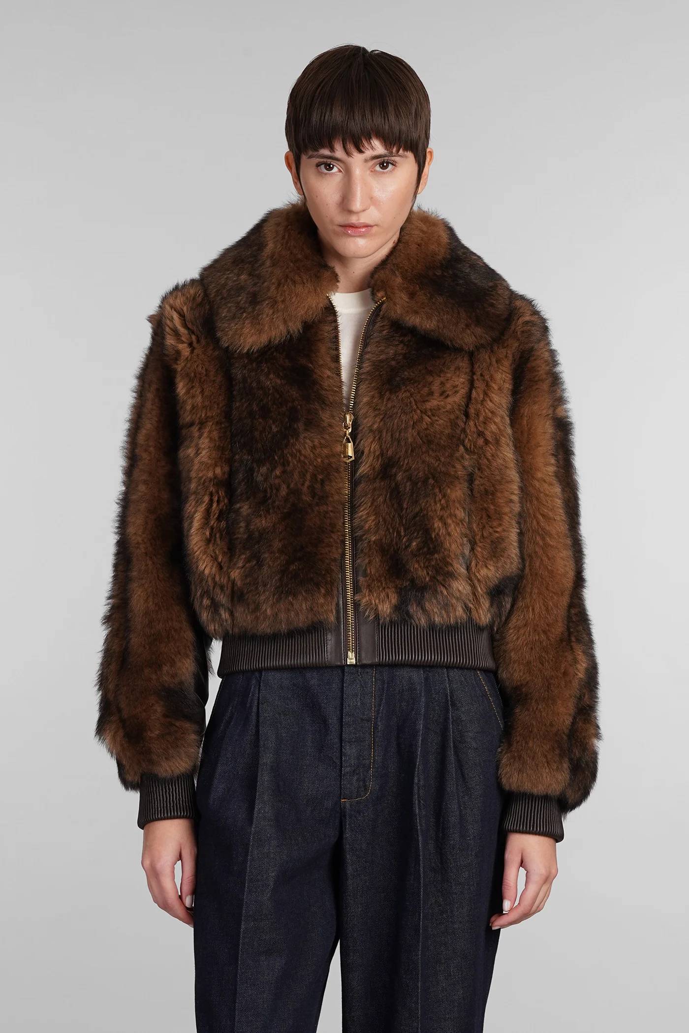 Fur & Shearling in brown leather