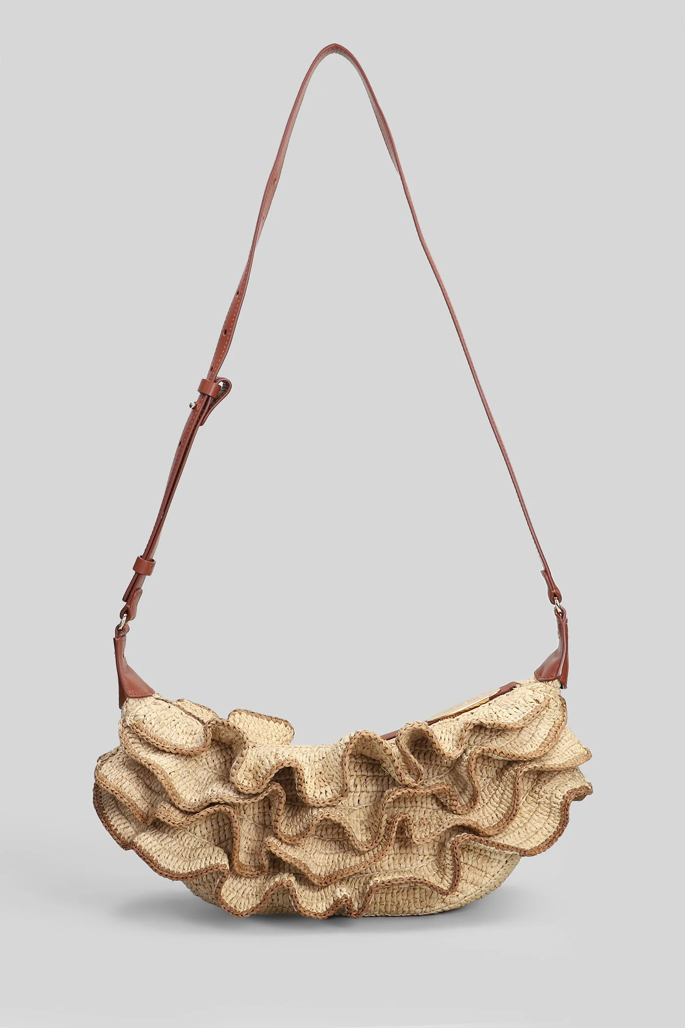 Goldentime Shoulder bag in beige raffia - Image 3