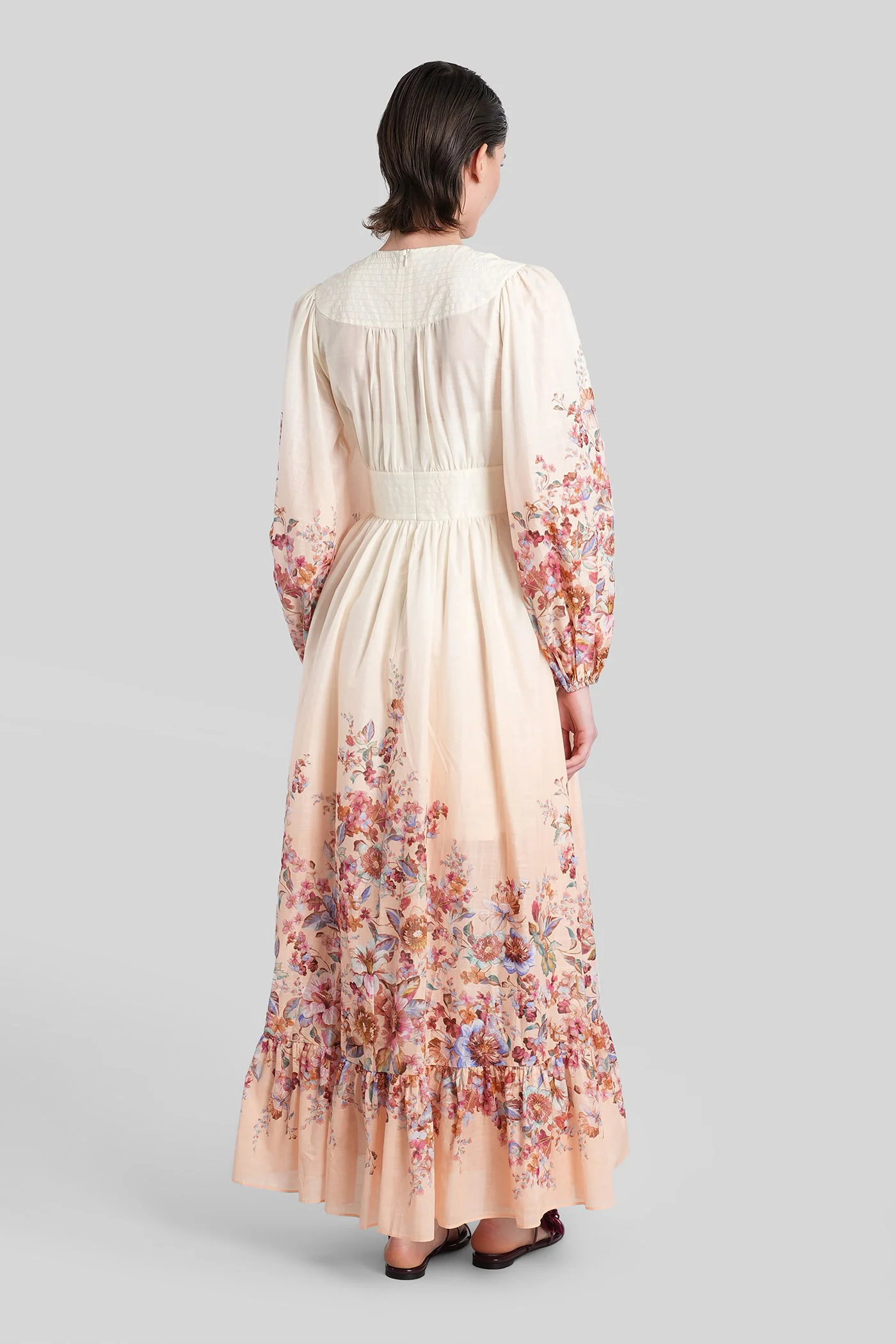 Long dress in beige cotton - Image 3