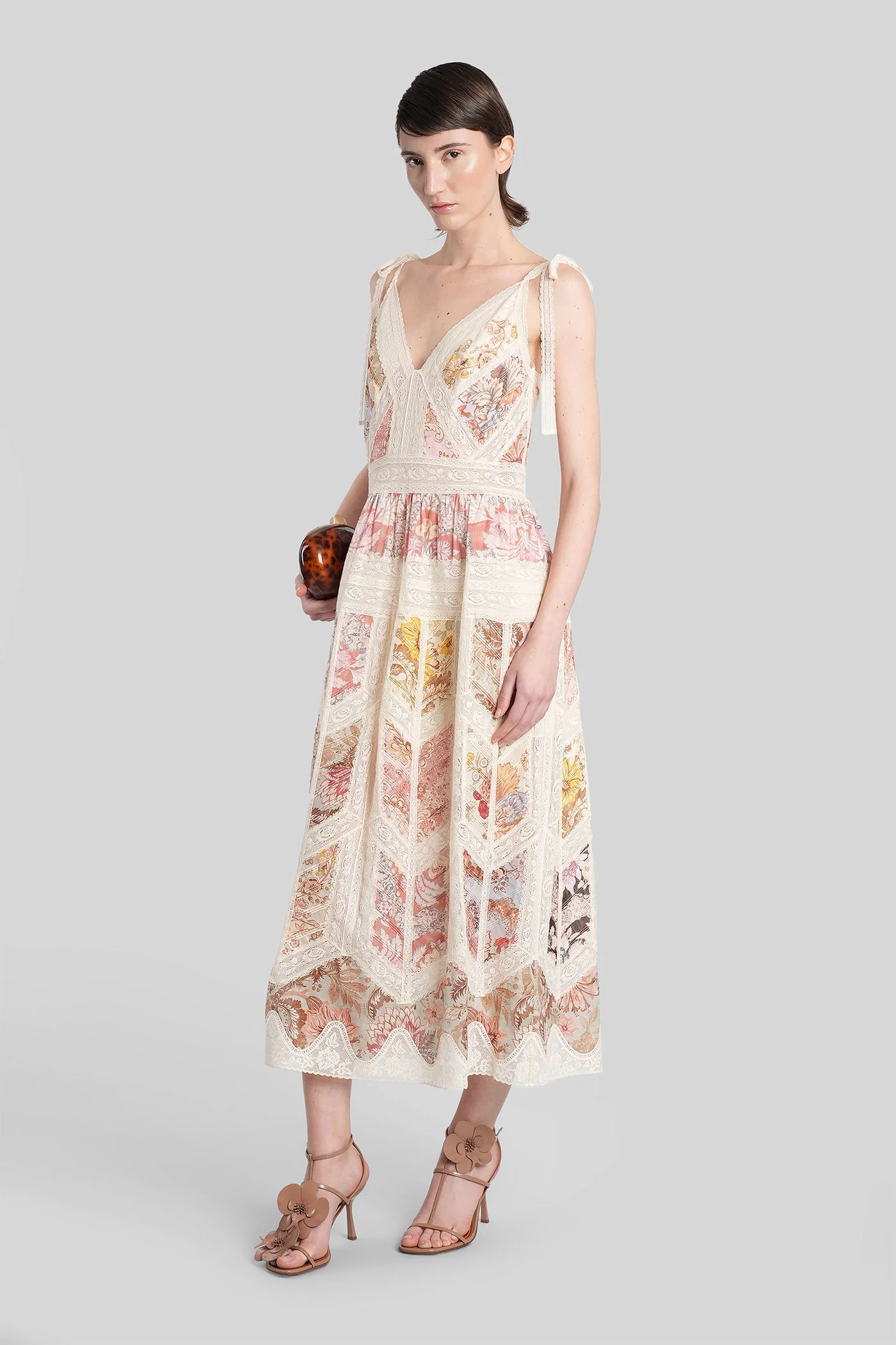 Long dress in beige cotton - Image 2
