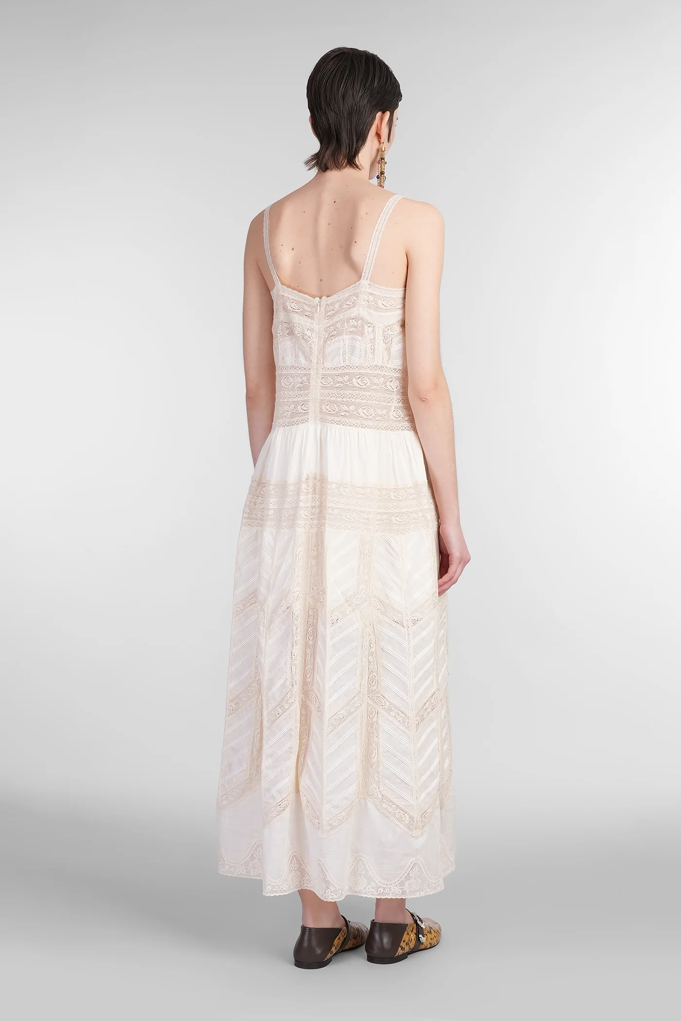 Long dress in beige cotton - Image 3