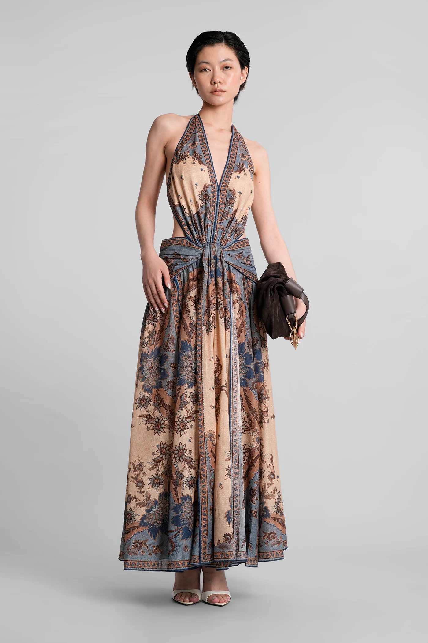 Long dress in blue cotton - Image 12