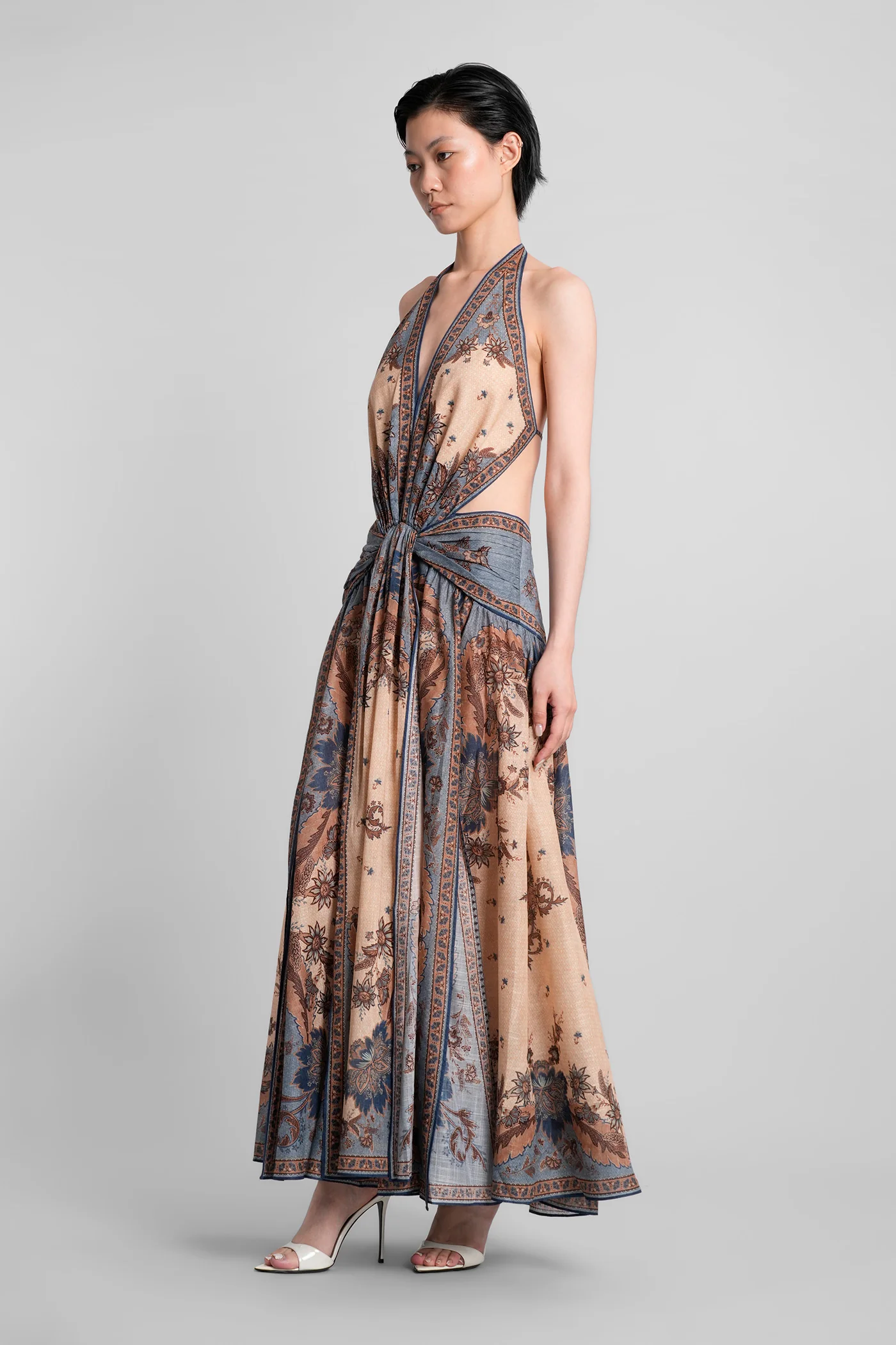 Long dress in blue cotton - Image 4