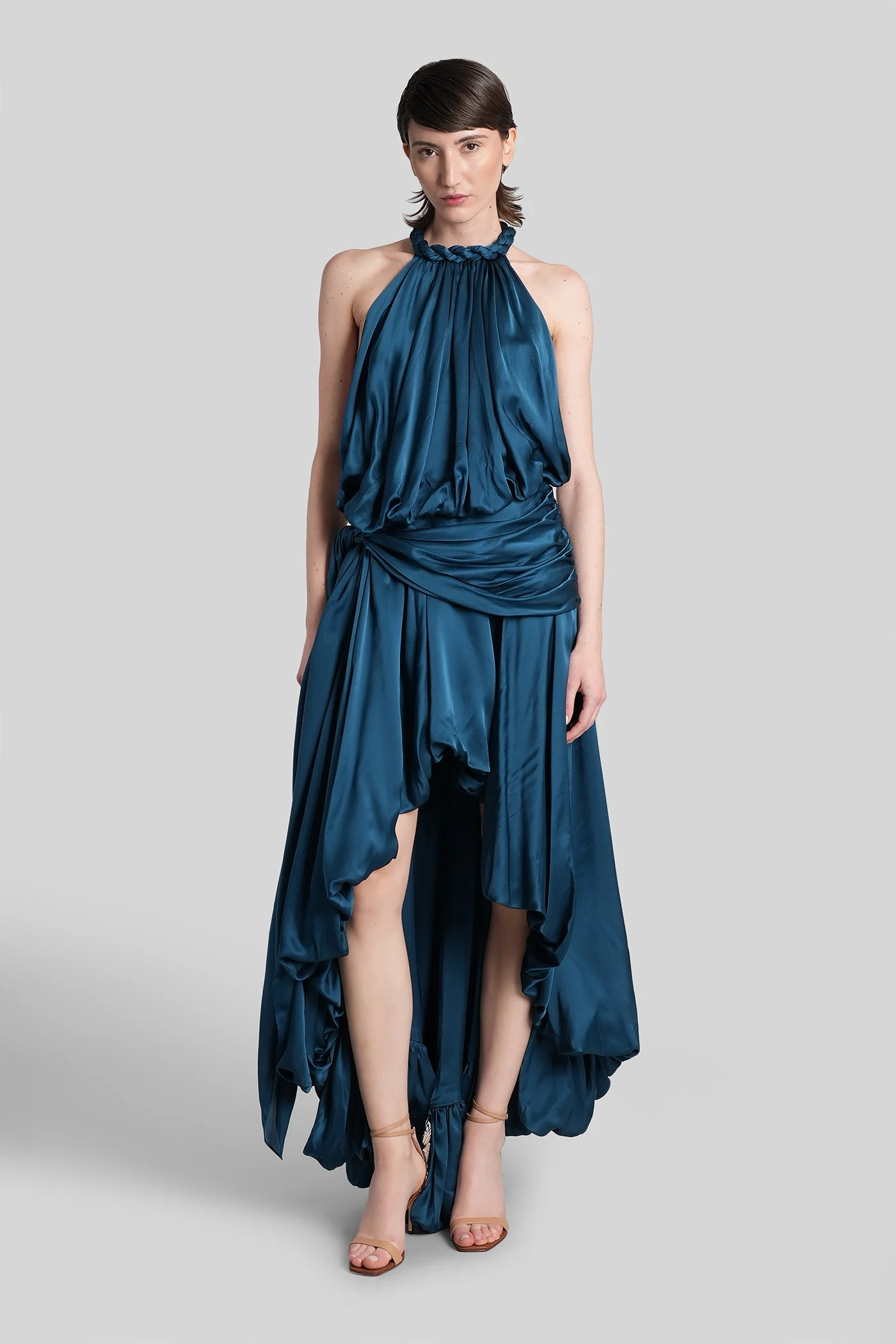 Long dress in blue silk