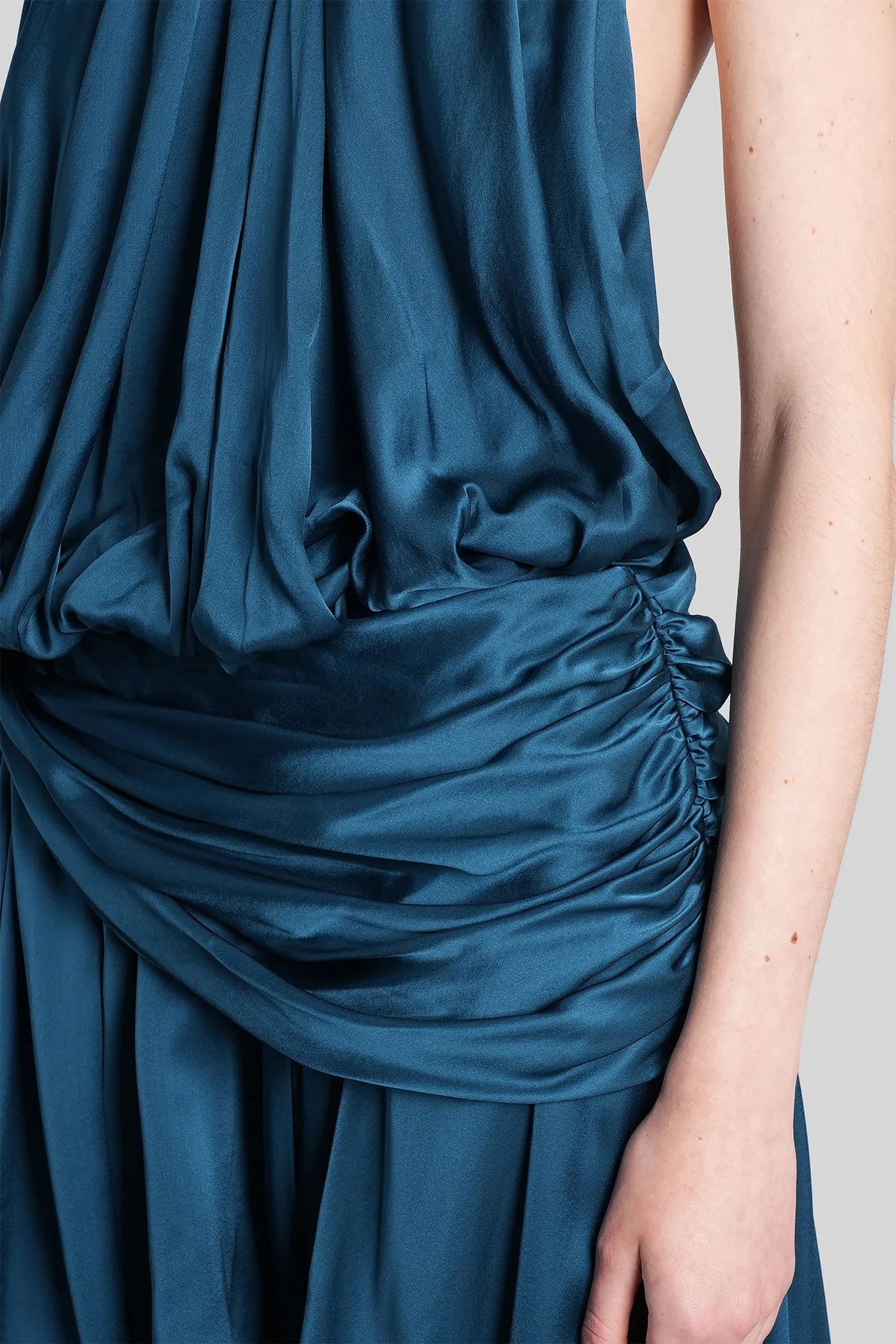 Long dress in blue silk - Image 5
