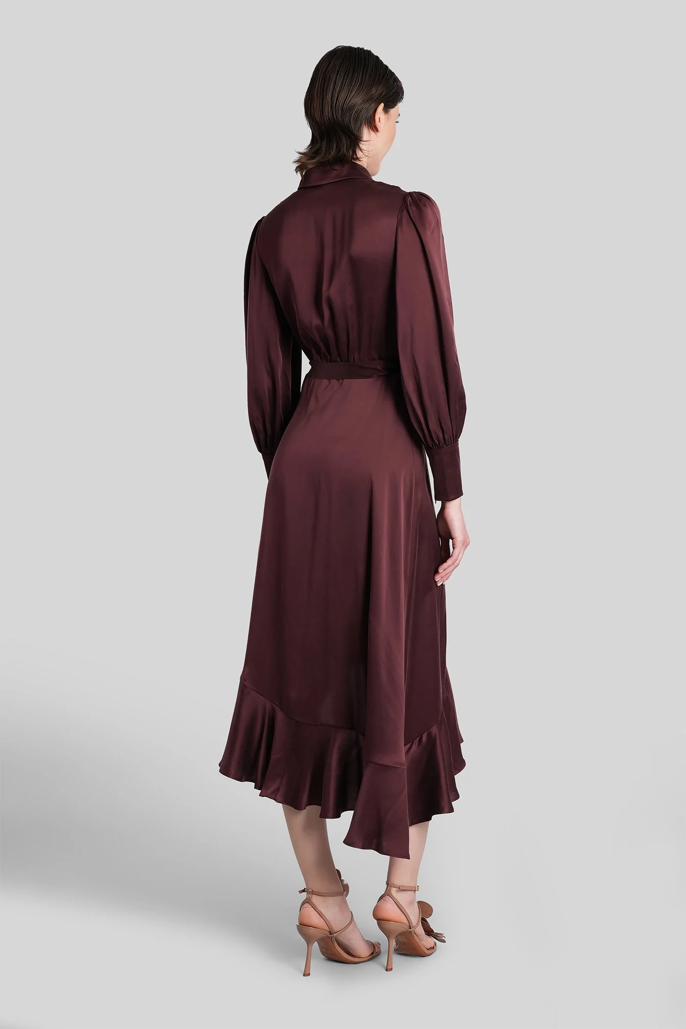 Long dress in bordeaux silk - Image 3
