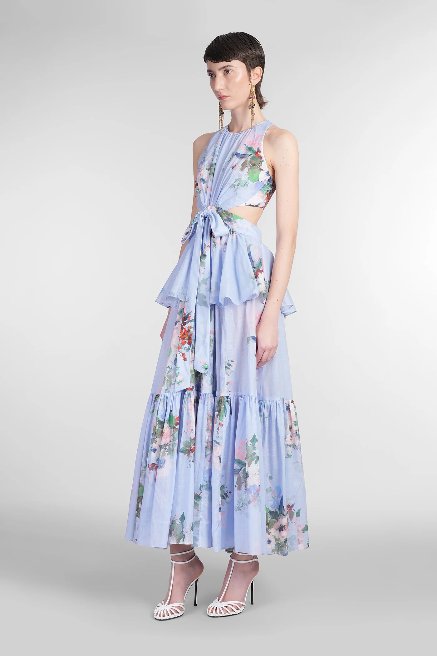 Long dress in cyan cotton - Image 4