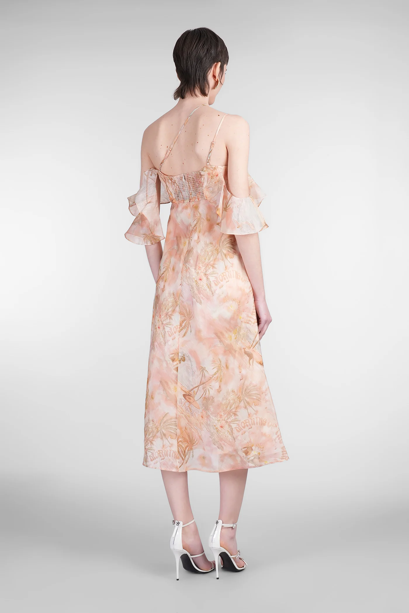 Long dress in rose-pink linen - Image 3