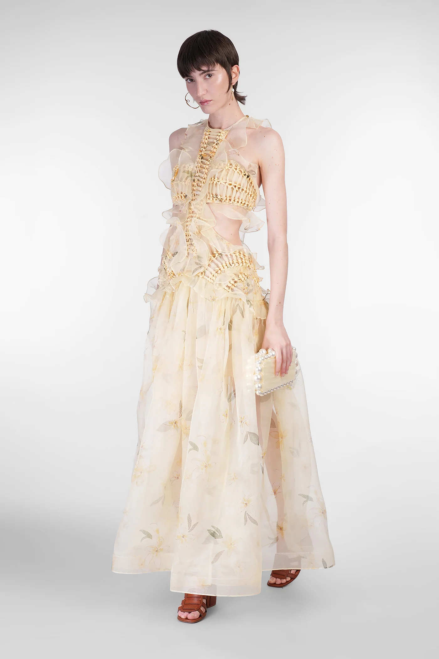 Long dress in yellow silk - Image 2
